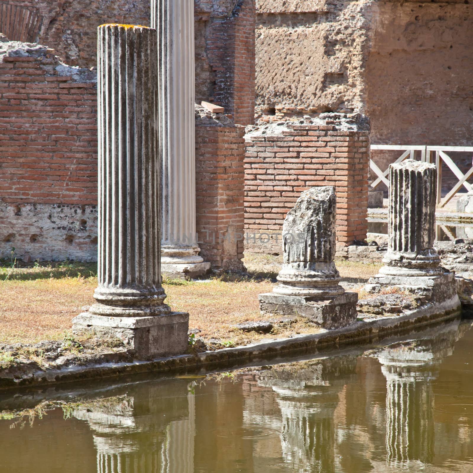 Roman columns in Villa Adriana, Tivoli, Italy