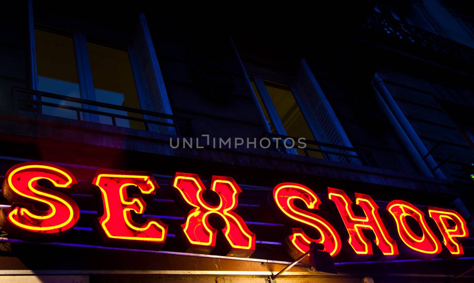 Paris - Detail of sexy shop sign, no copyrighted logo