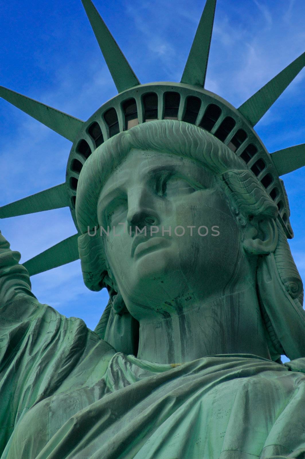Closeup of the Statue of Liberty on Liberty Island