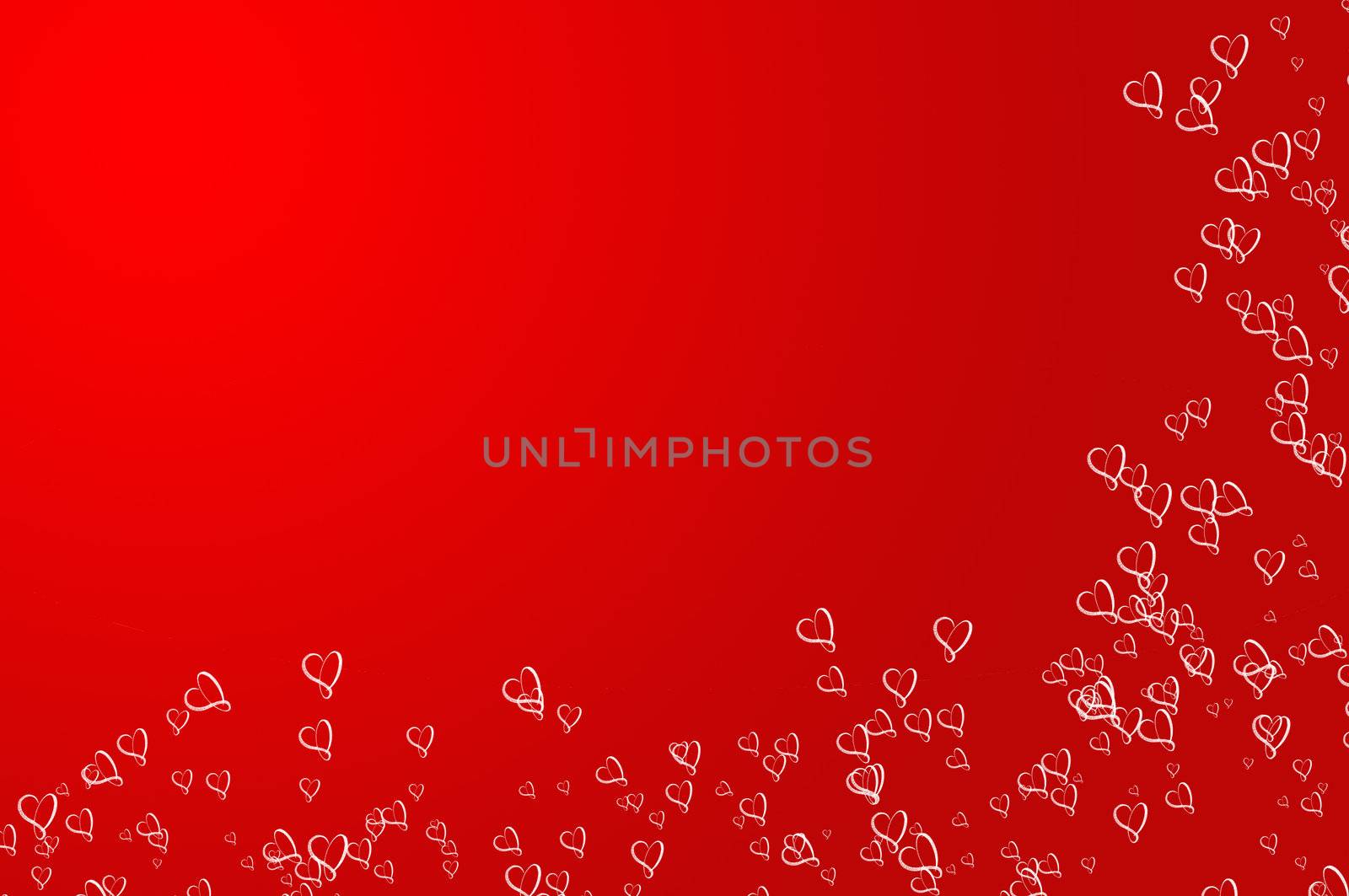 Valentines Day background frame, red with Hearts