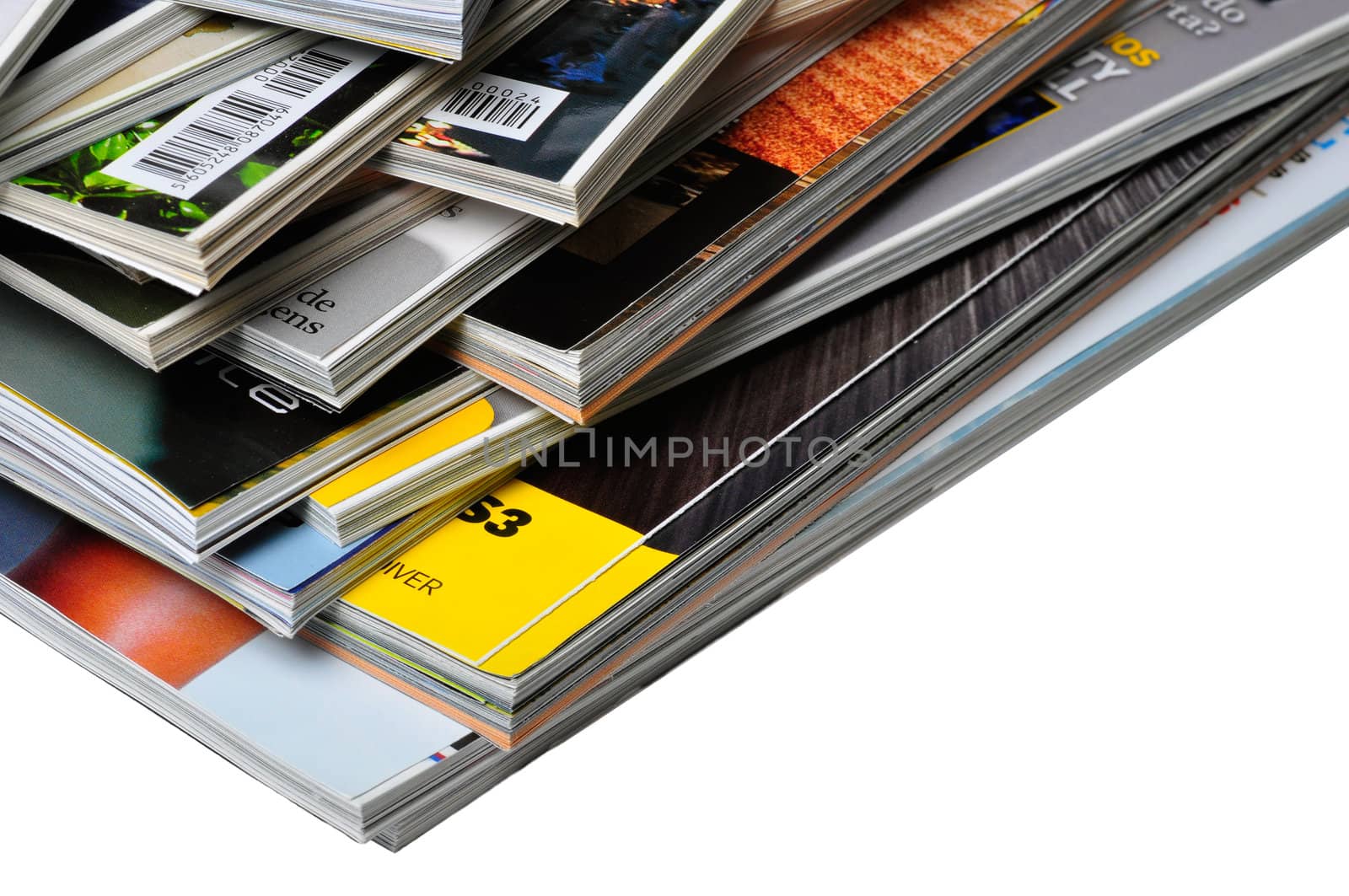 Isolated pile of magazines