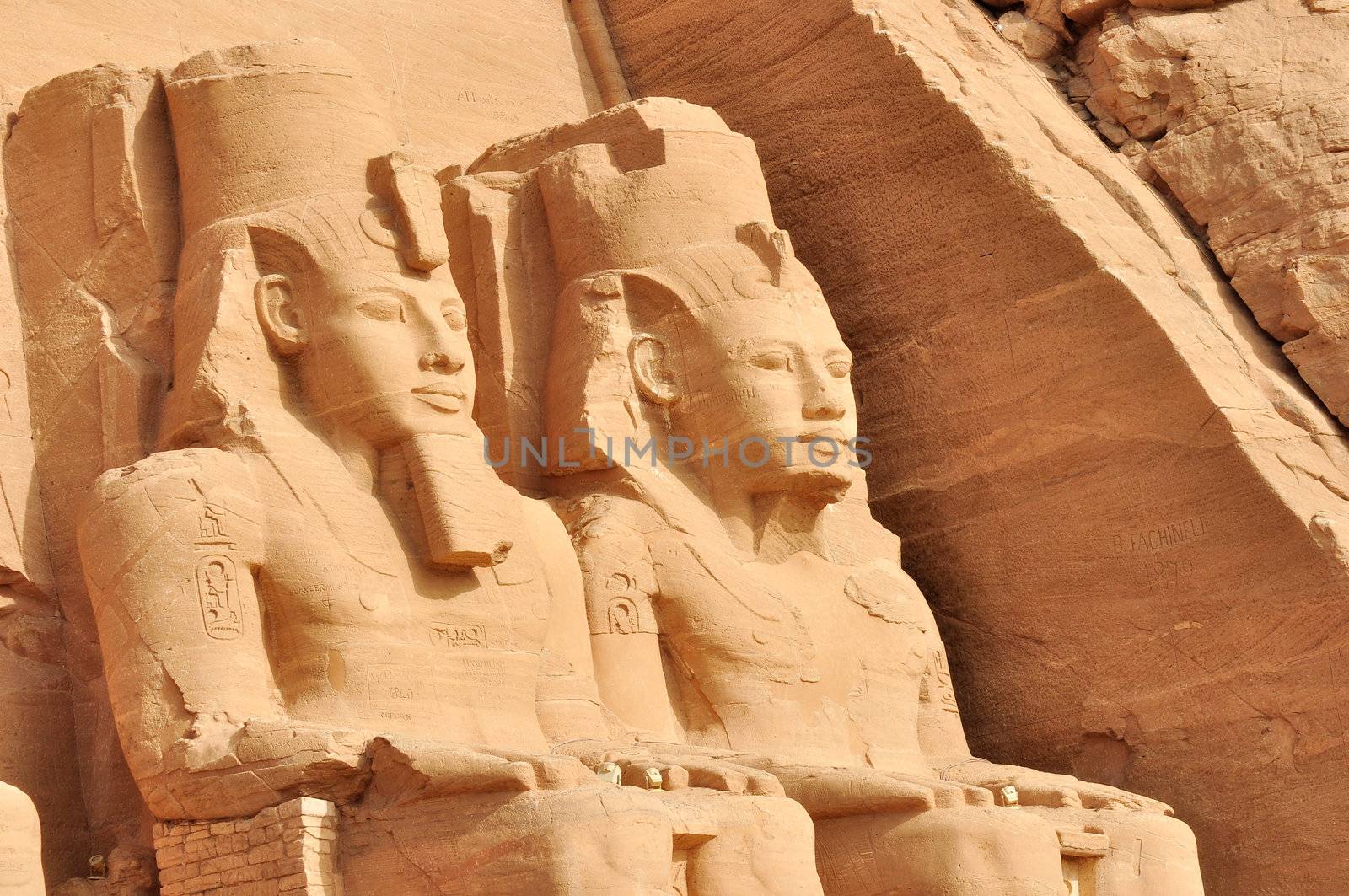 Great temple of Abu Simbel, in Egypt, Africa. It was constructed for the pharaoh Ramesses II who reigned for 67 years during the 13th century BC (19th Dynasty).