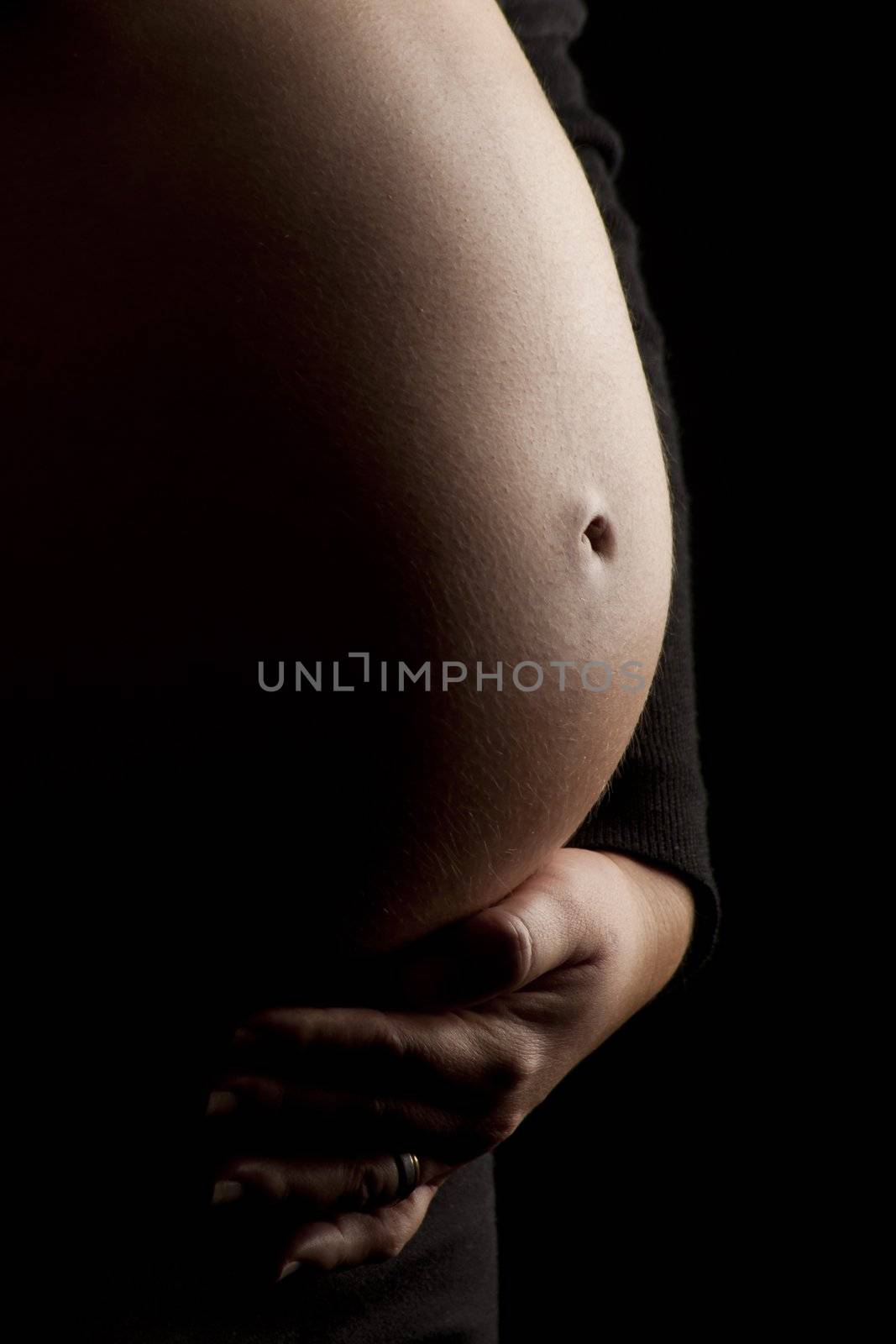 Closeup of a pregnant woman's belly