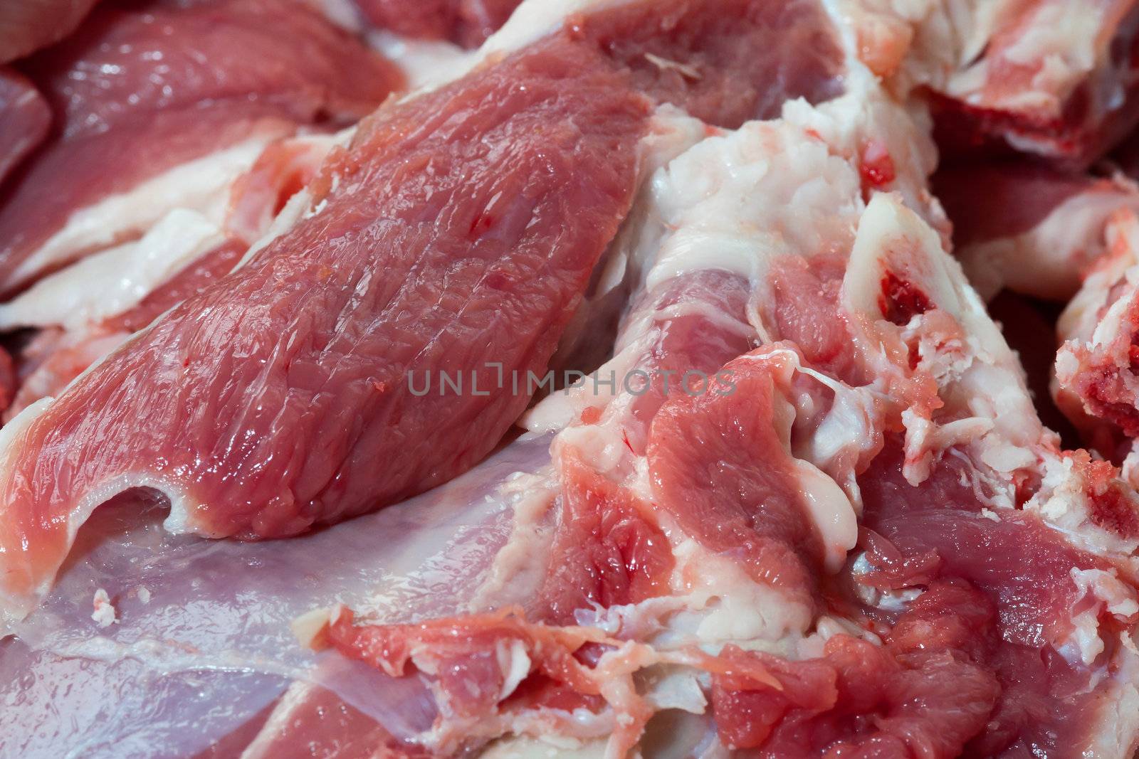 Pieces of raw meat ready to be cooked