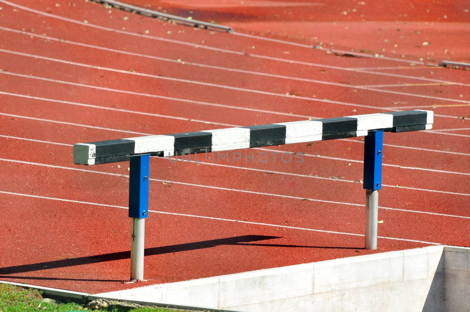Detail of an hurdle in an athletics running track
