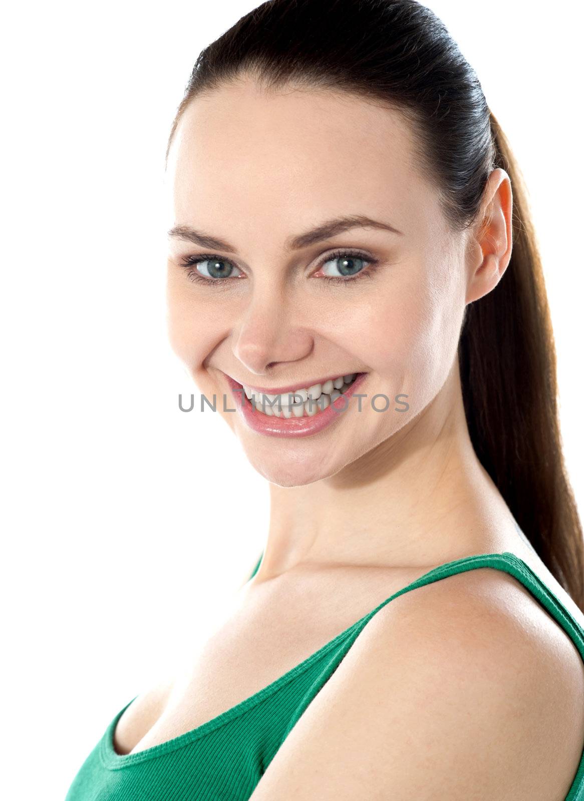 Portrait of beautiful teen girl isolated on white background