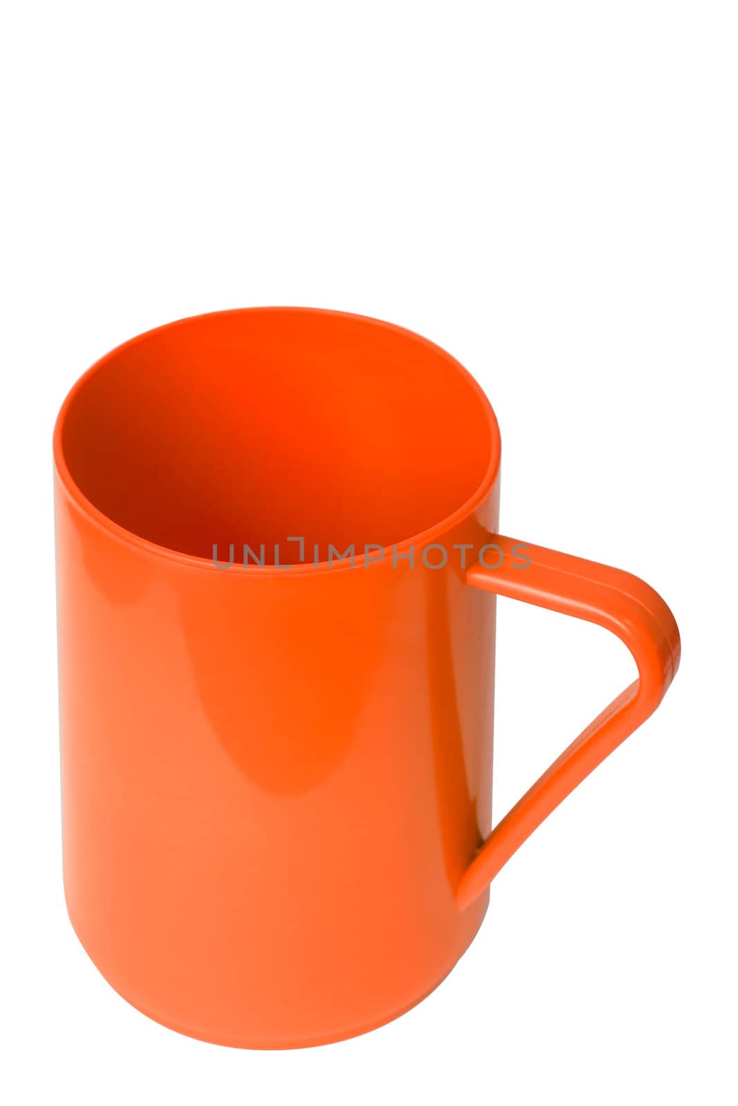 Red plastic cup on white background by nuttakit