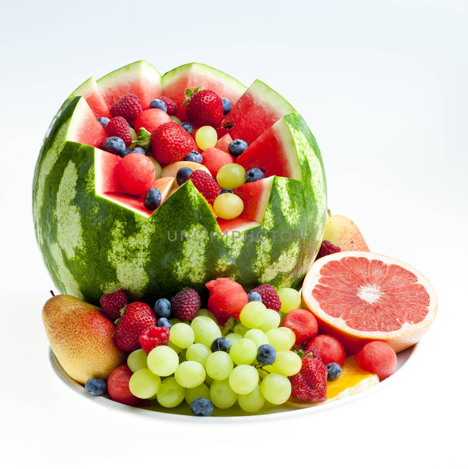 fruit salad in water melon