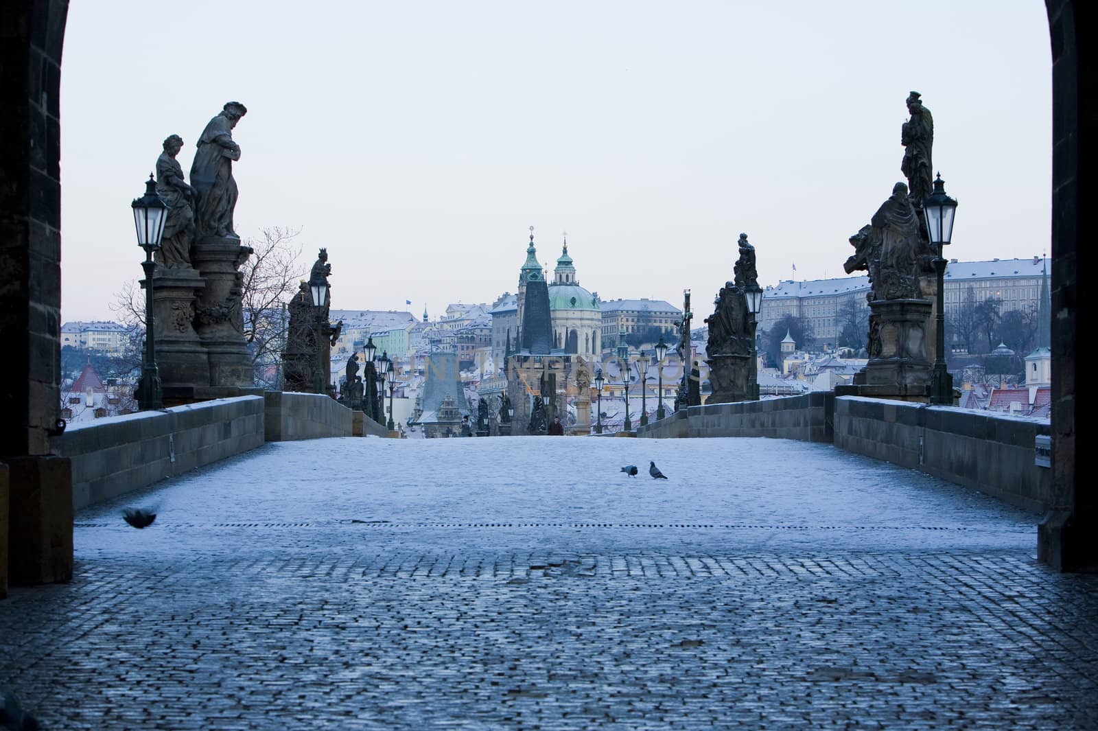 Charles Bridge in winter, Prague, Czech Republic