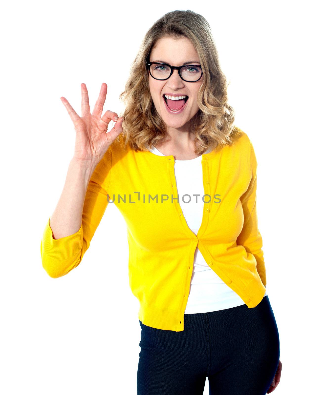 Skinny american teenager gesturing excellence by stockyimages