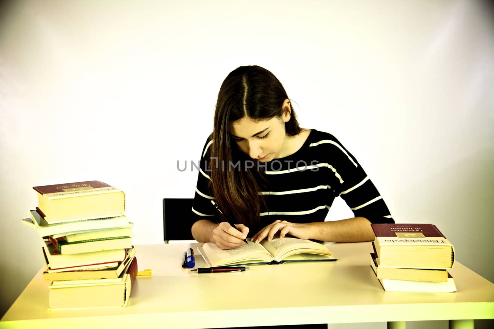 Girl studying book vintage effect by fmarsicano
