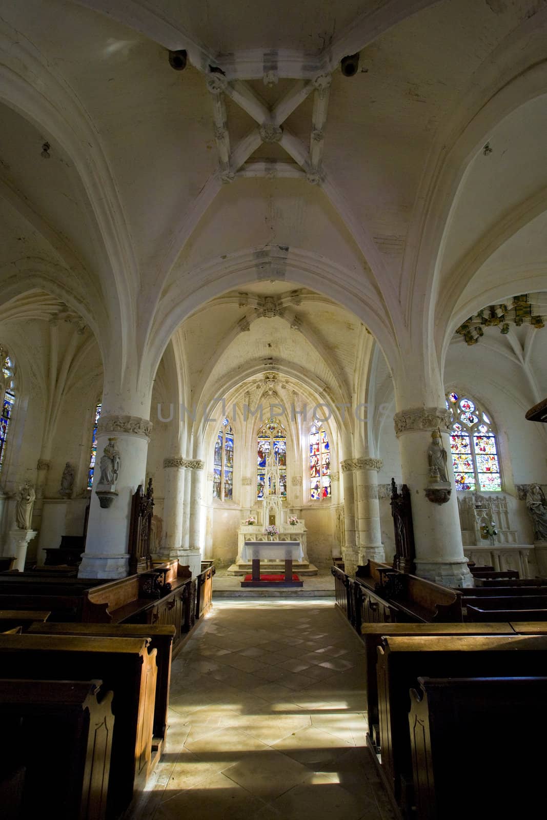 interior of church Notre-Dame-en-sa-Nativit�, Puellemontier, Champagne, France