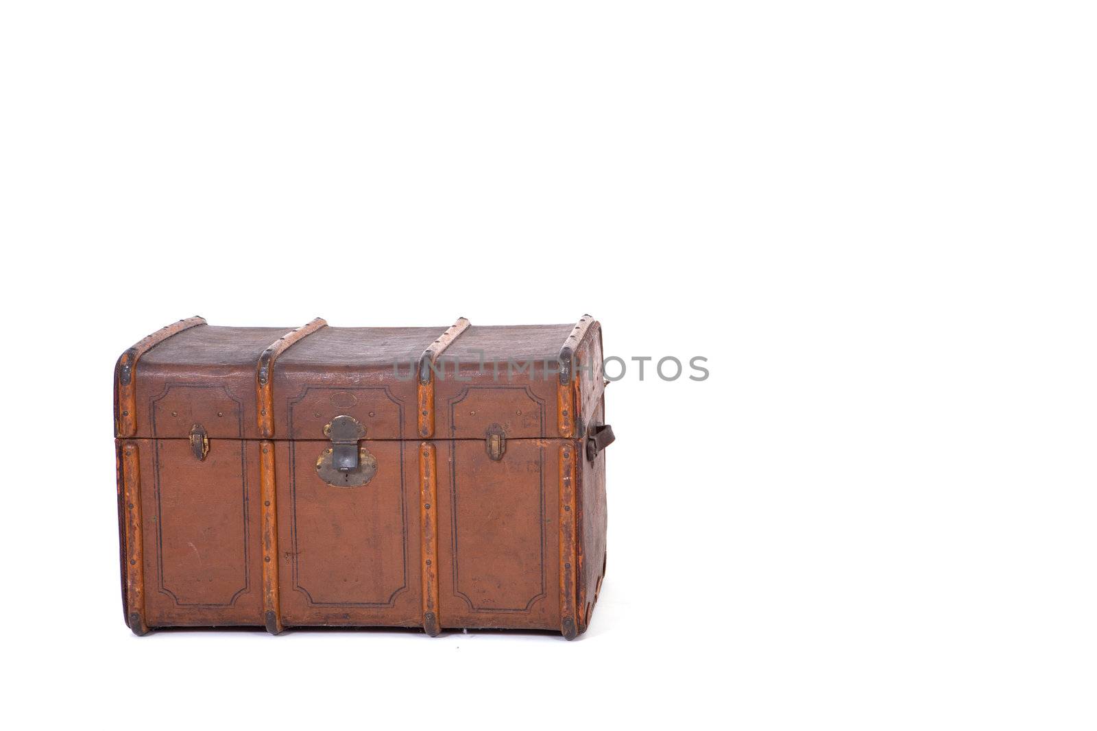 vintage retro brown wooden big chase suitcase isolated on white background by juniart