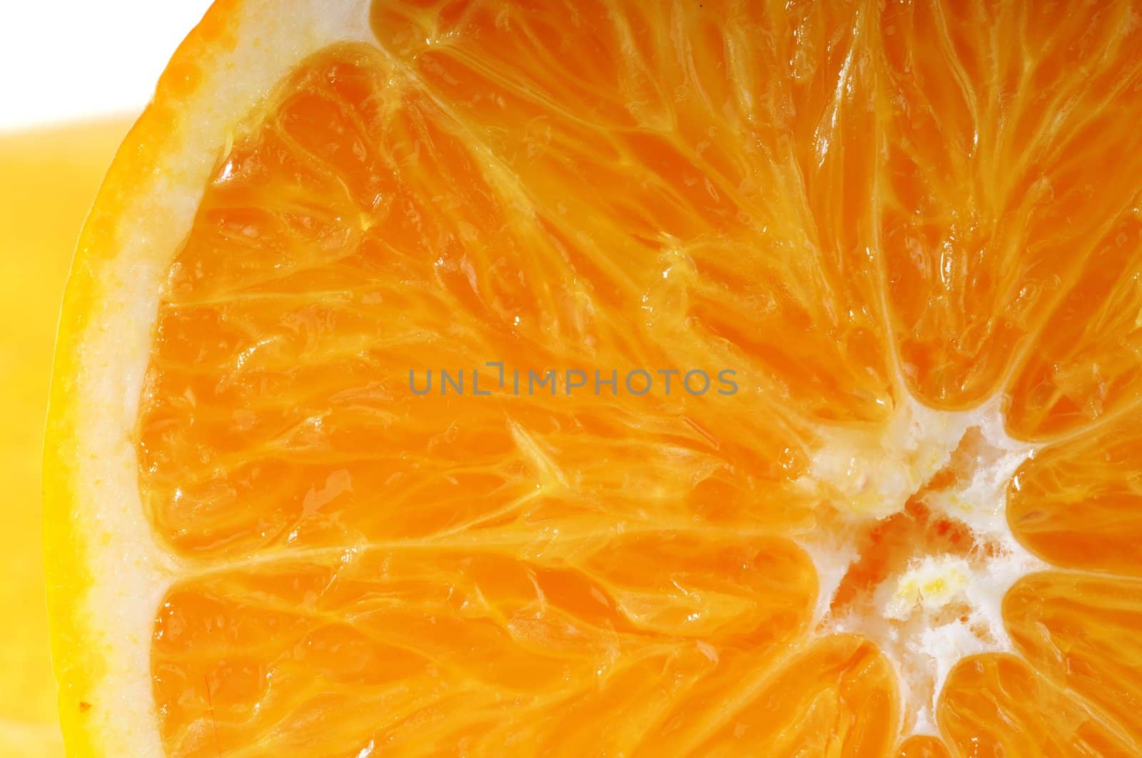 Juicy orange slice very close-up by iryna_rasko