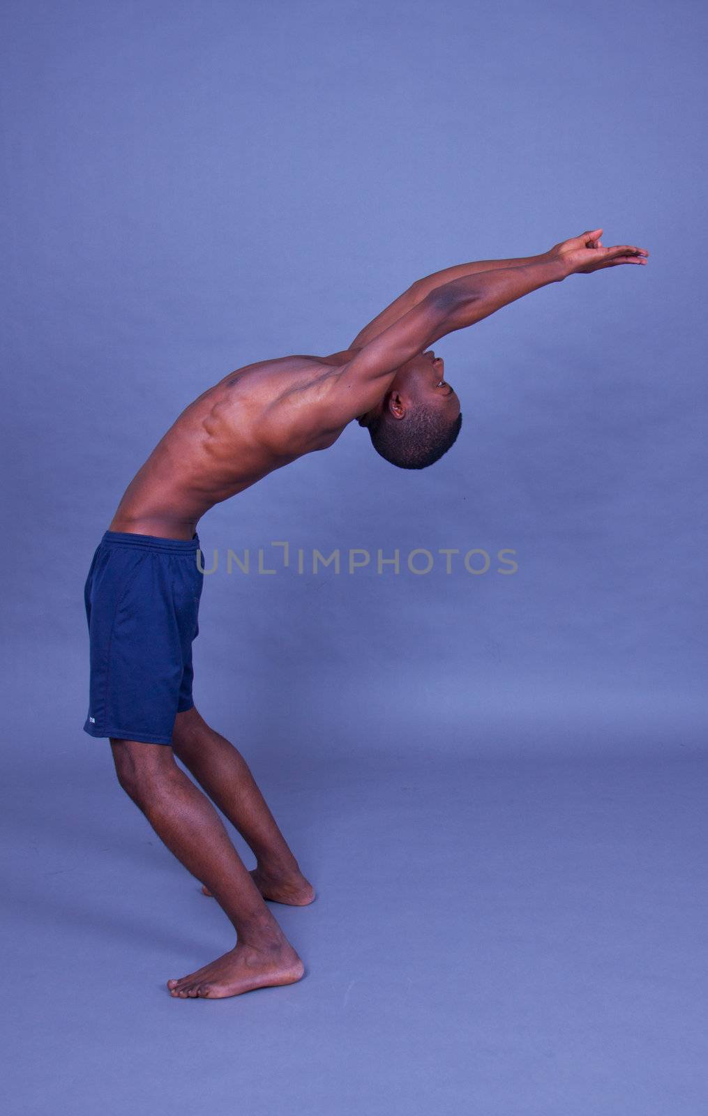 young man with black skin ist doing fittness by juniart