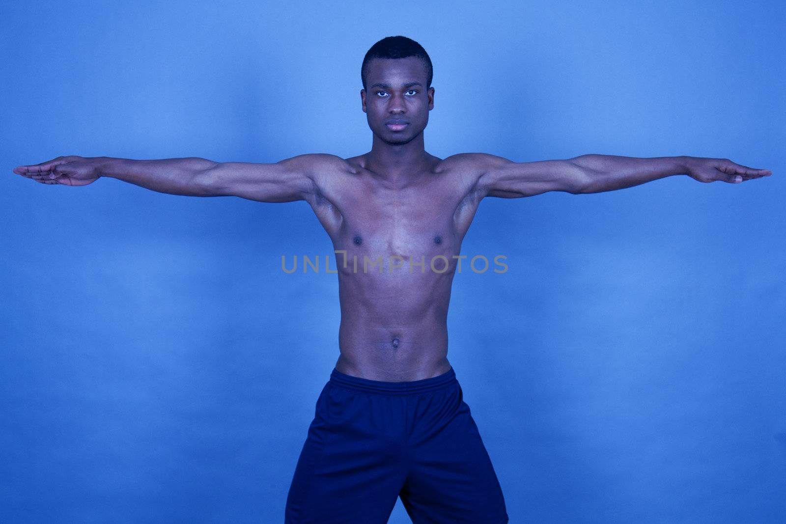 young man with black skin ist doing fittness by juniart