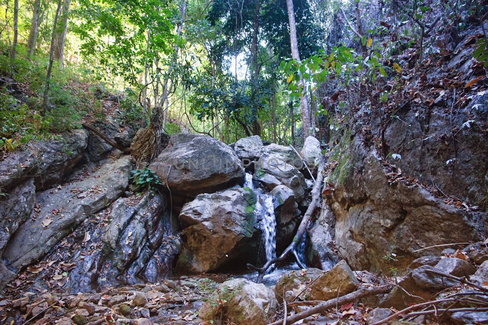 small waterfall in stream by clearviewstock