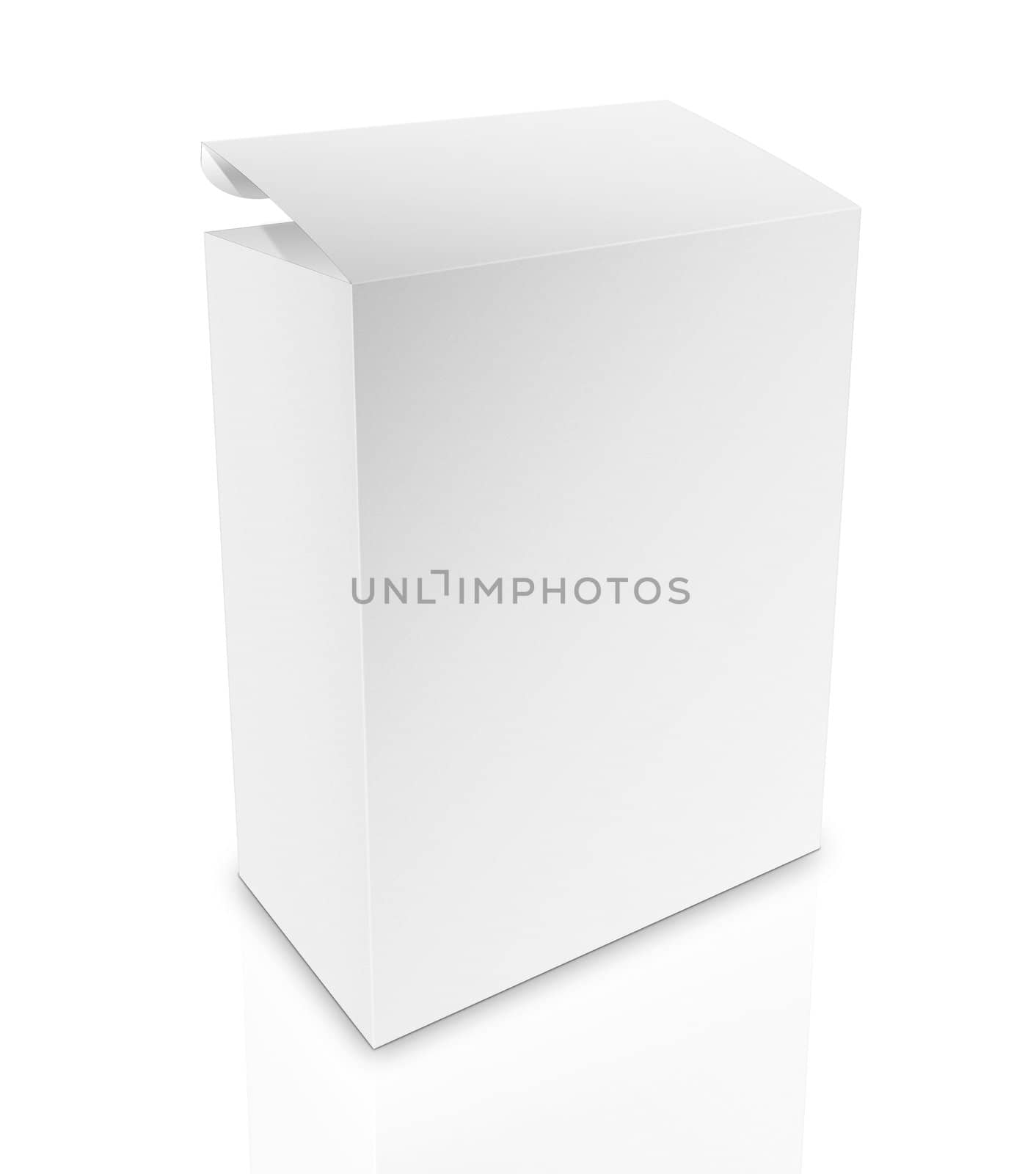close up of a white box on white background with clipping path