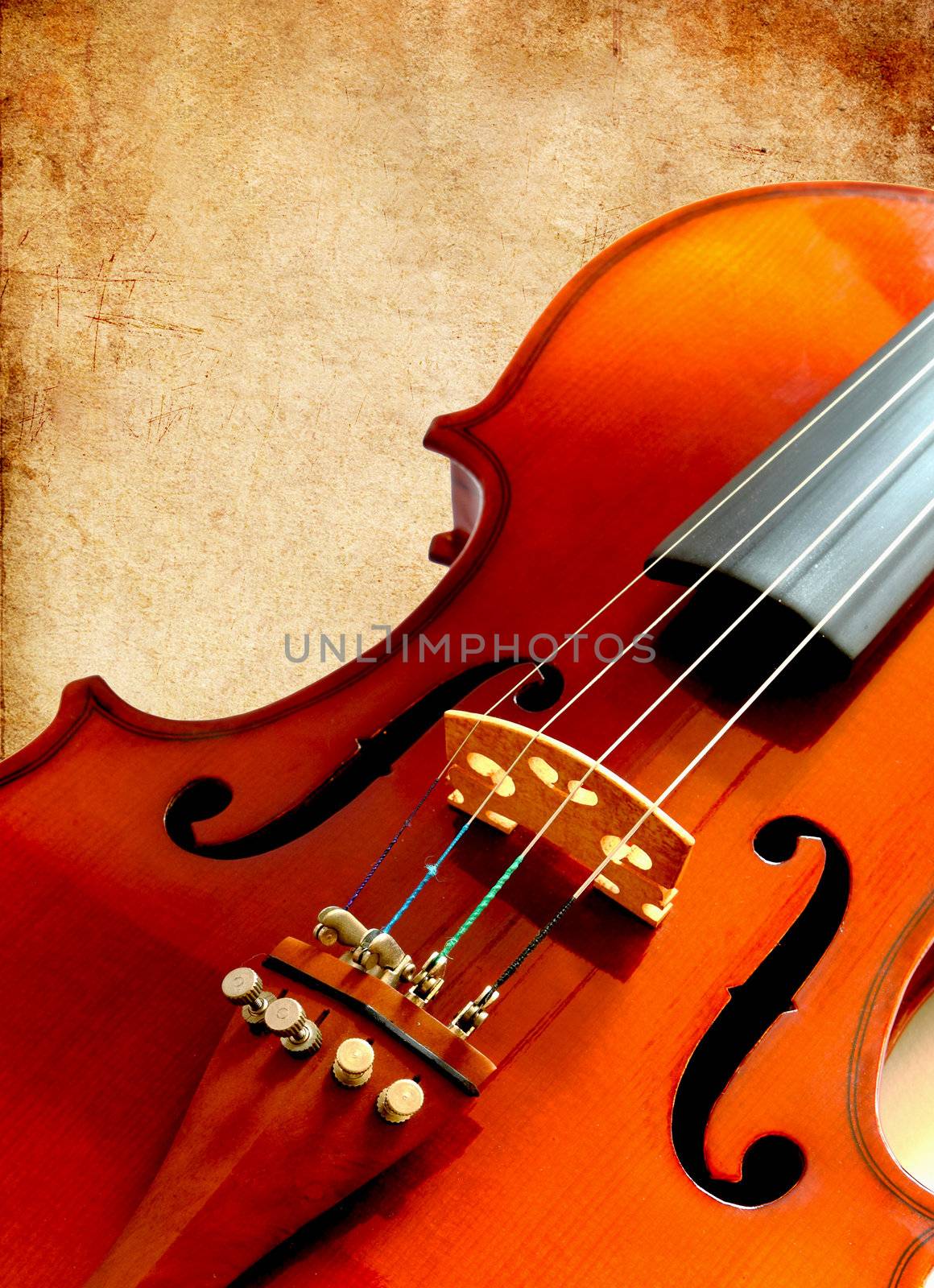 Part of new violin on grunge paper background by nuchylee