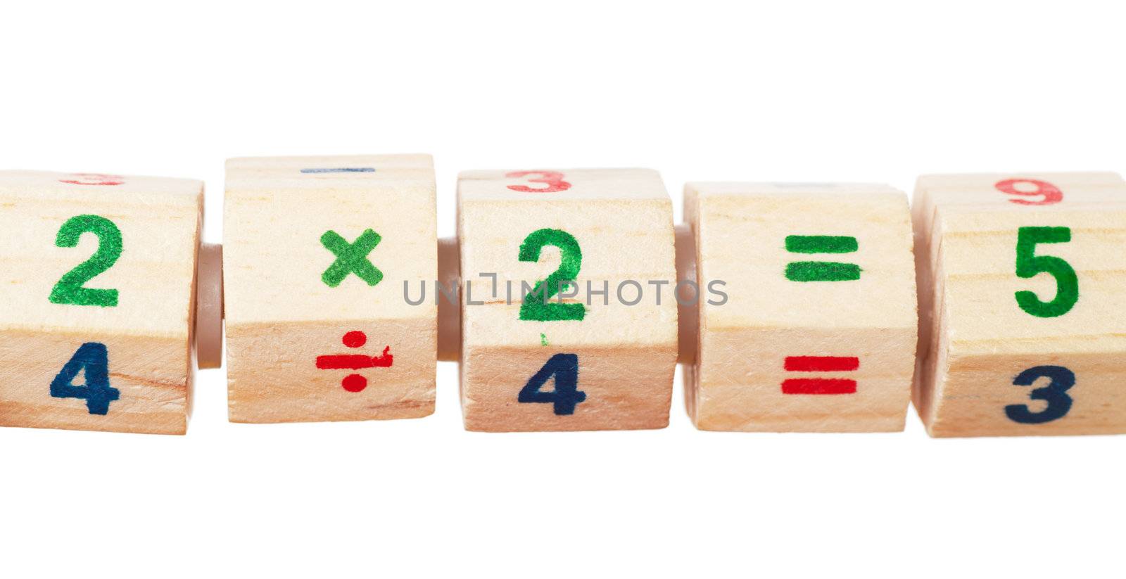 Child toy blocks with incorrect equation