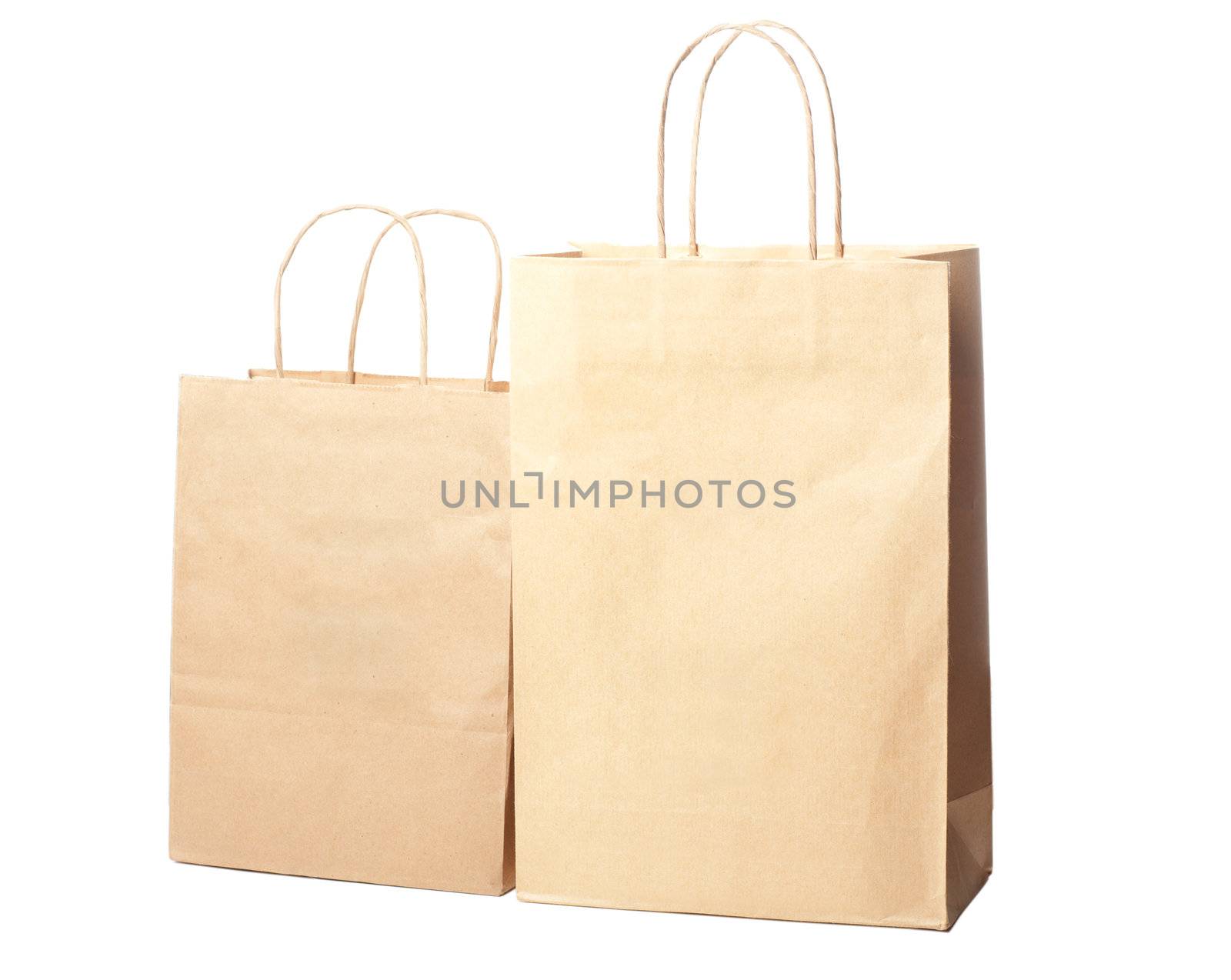 Two paper bags isolated over white background