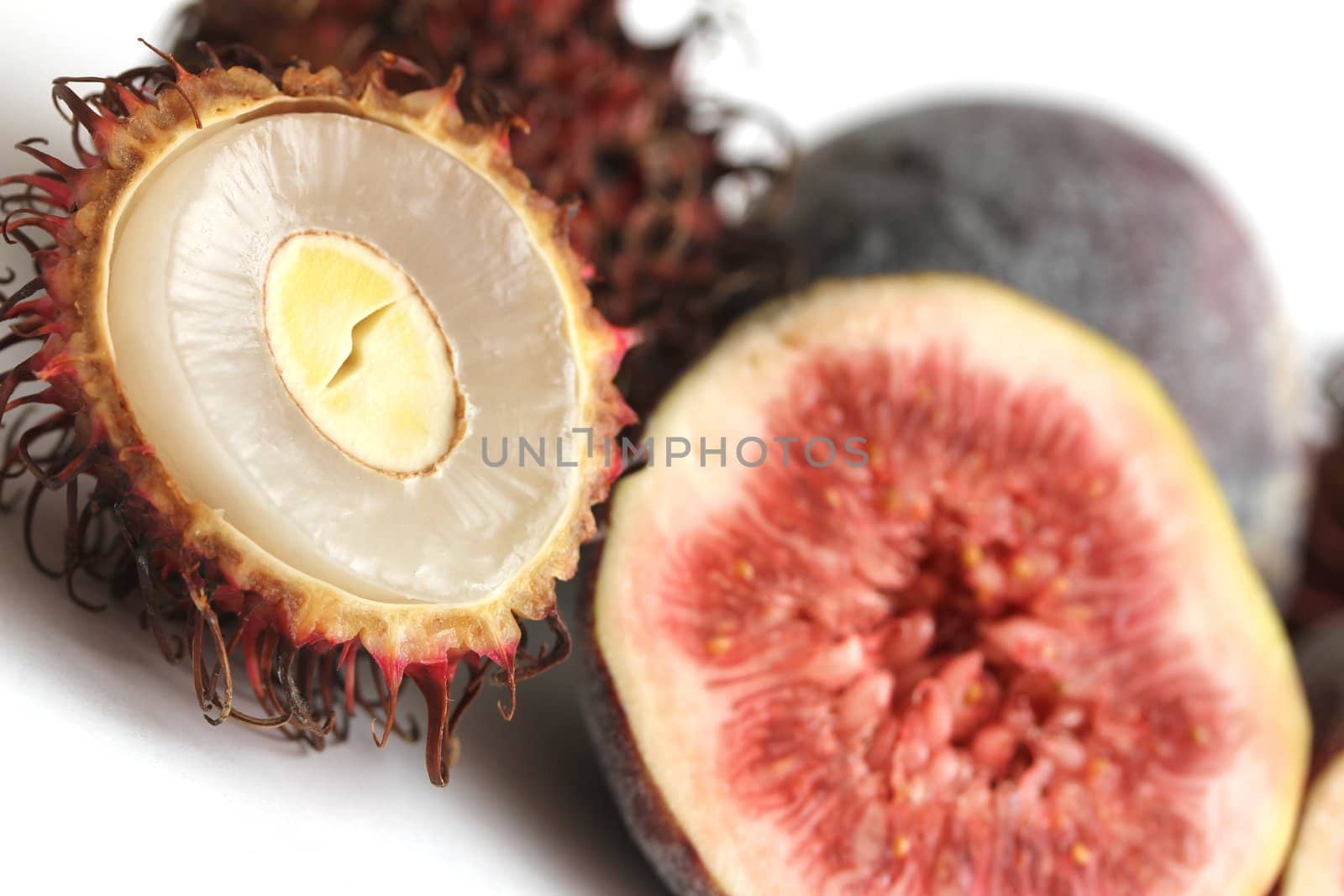 exotic fruits compilation: rambutan and fig