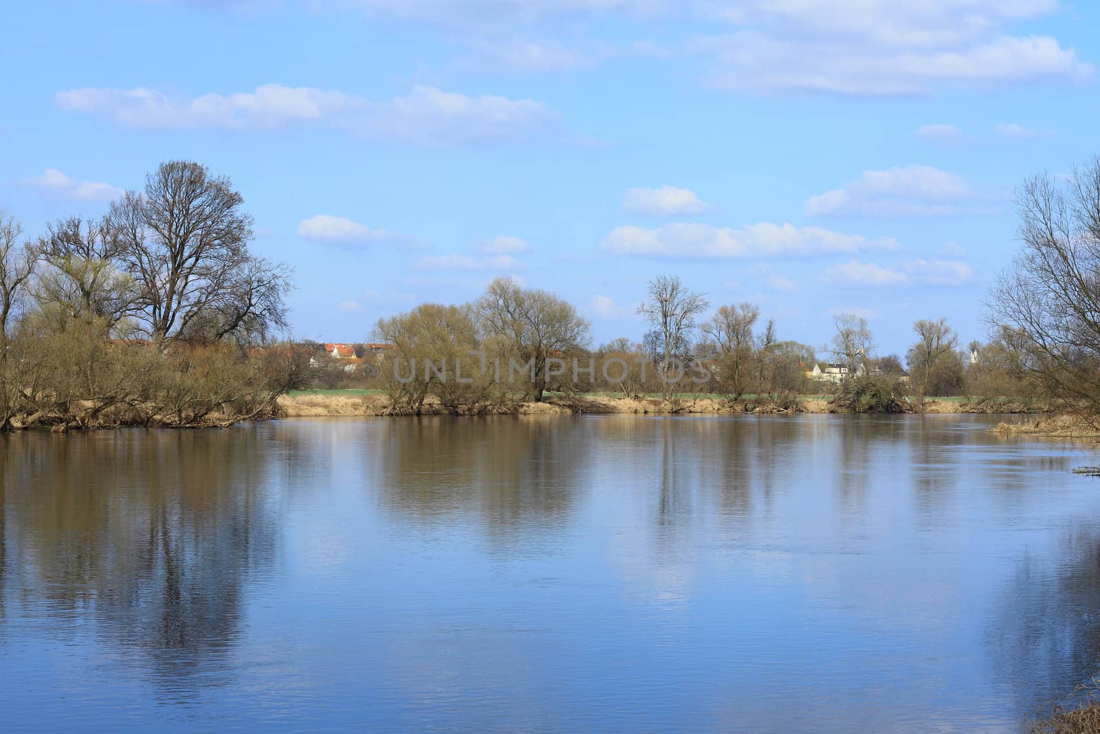 Mulde river in early spring in Germany