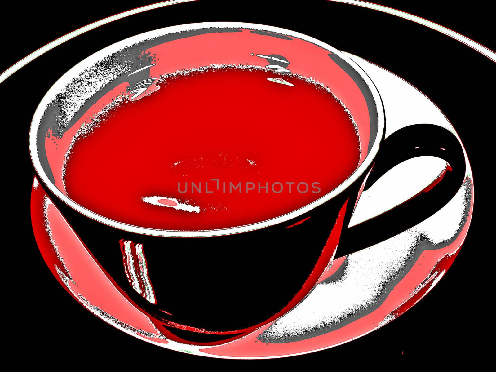 general view of black cup with drink of red color