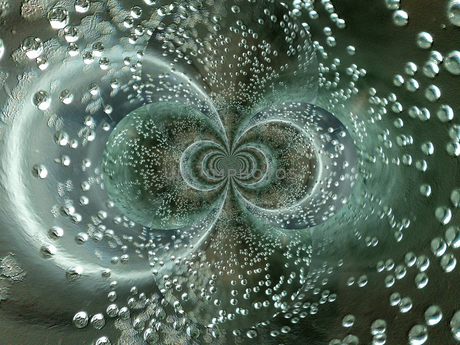 abstract spherical kaleidoscope  as a whirlpool of air bubbles in water