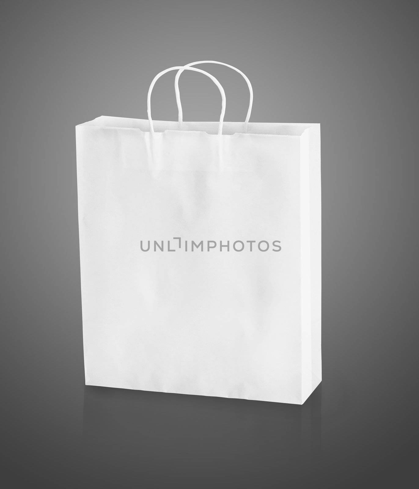 Empty paper shopping bags on a white background.