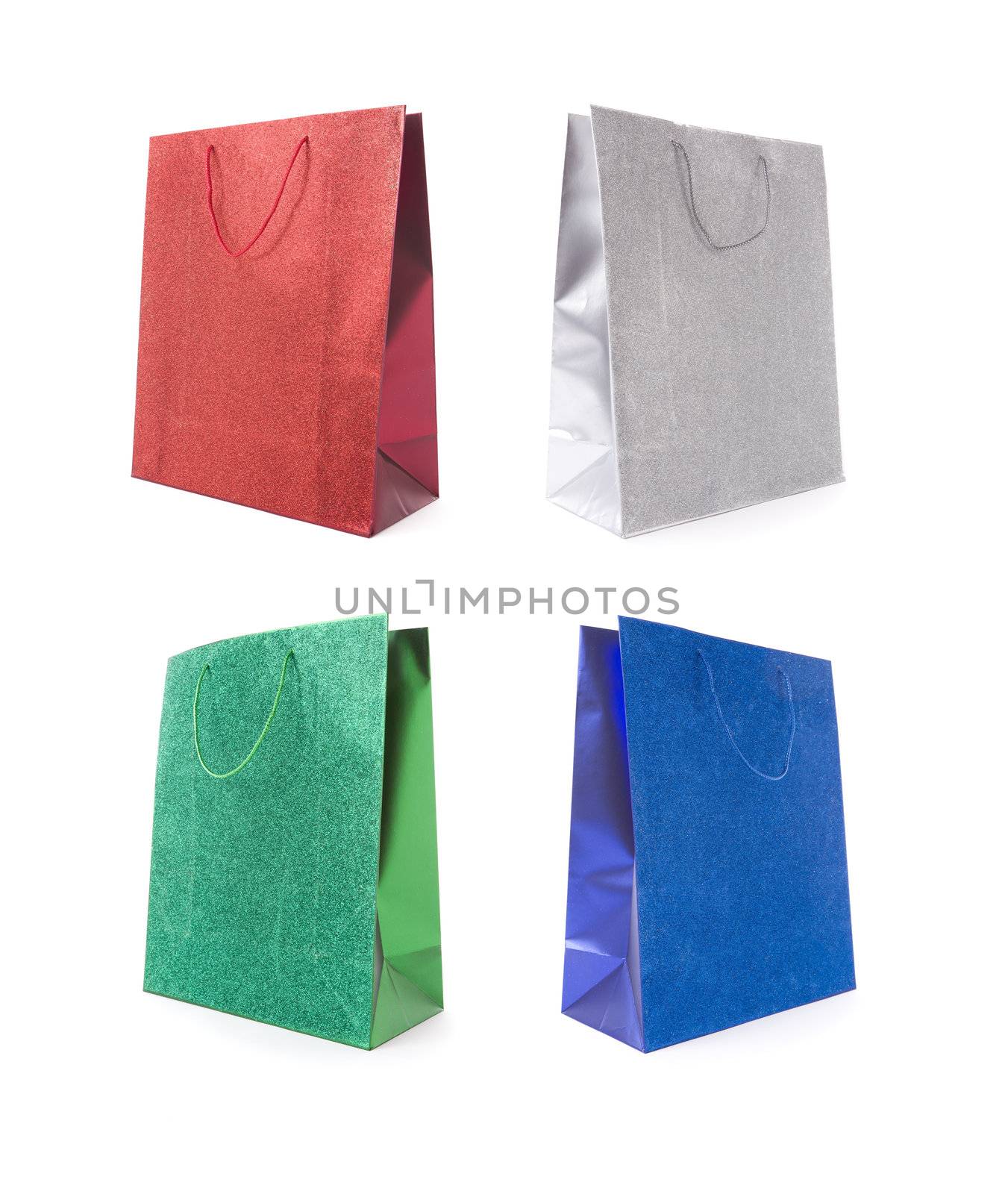 Set of Four Multicolored Glitter Gift Bags by Feverpitched