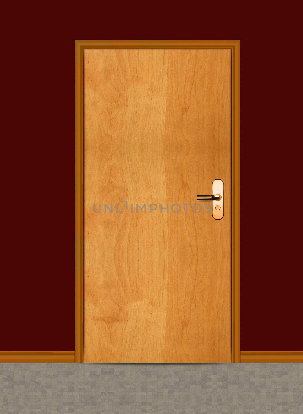 One apartment wooden door.