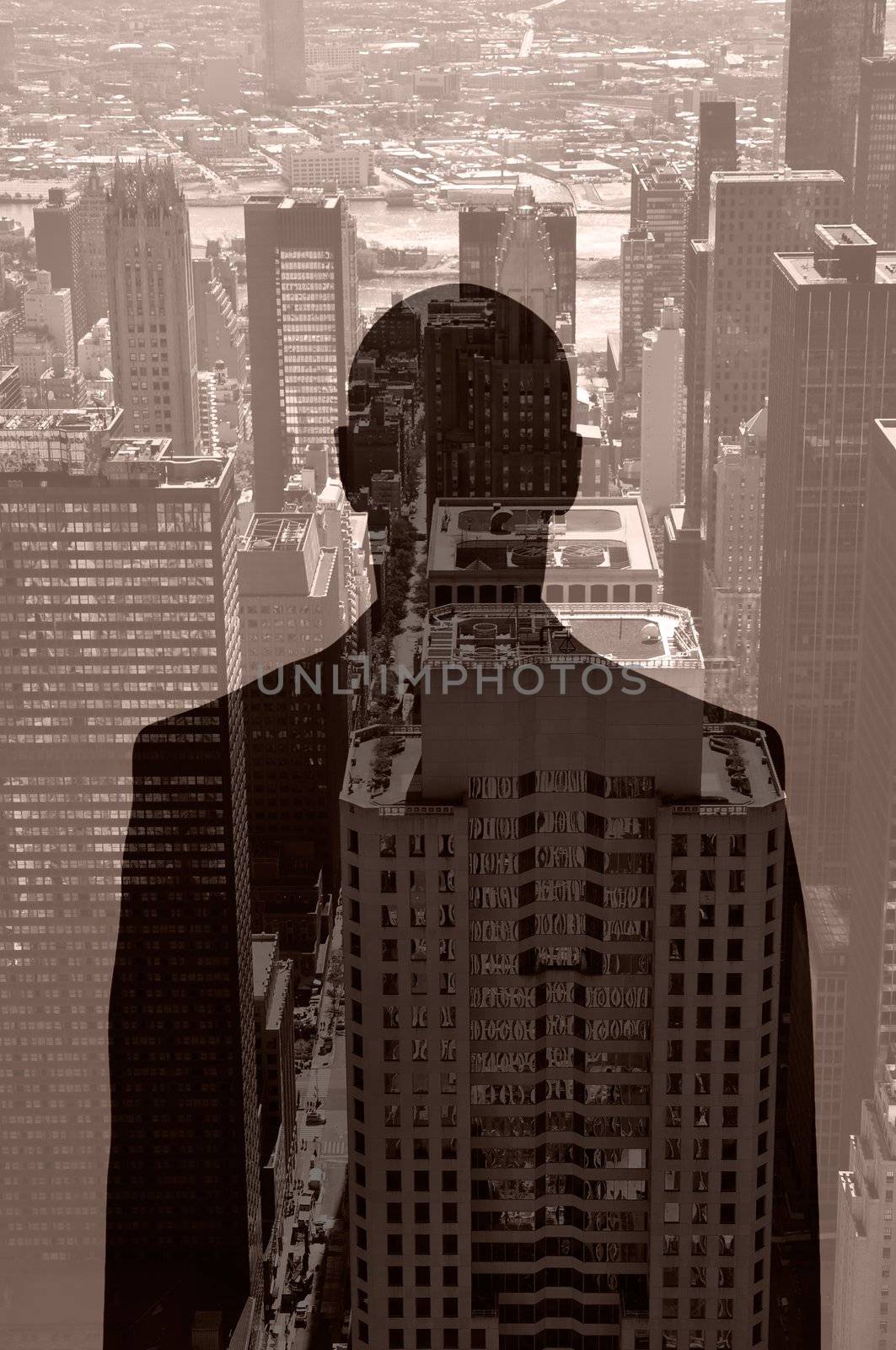 Silhouette of a man looking through a window