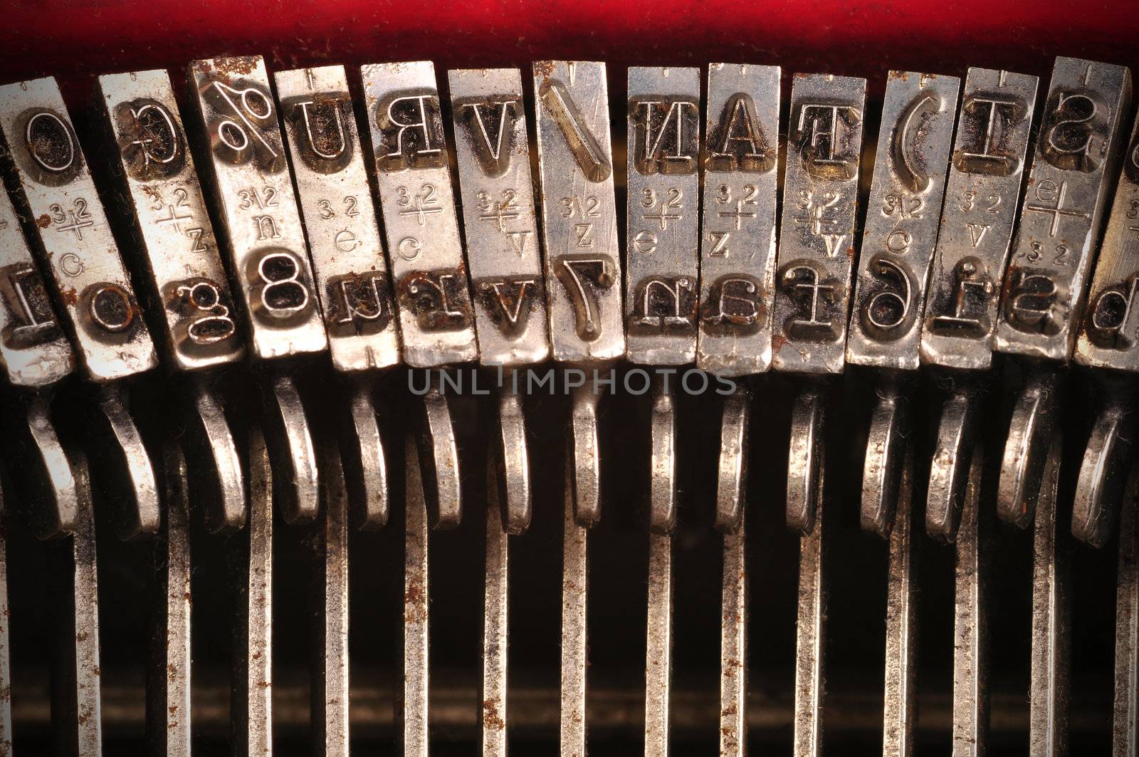 Closeup of an old typewriter's characters