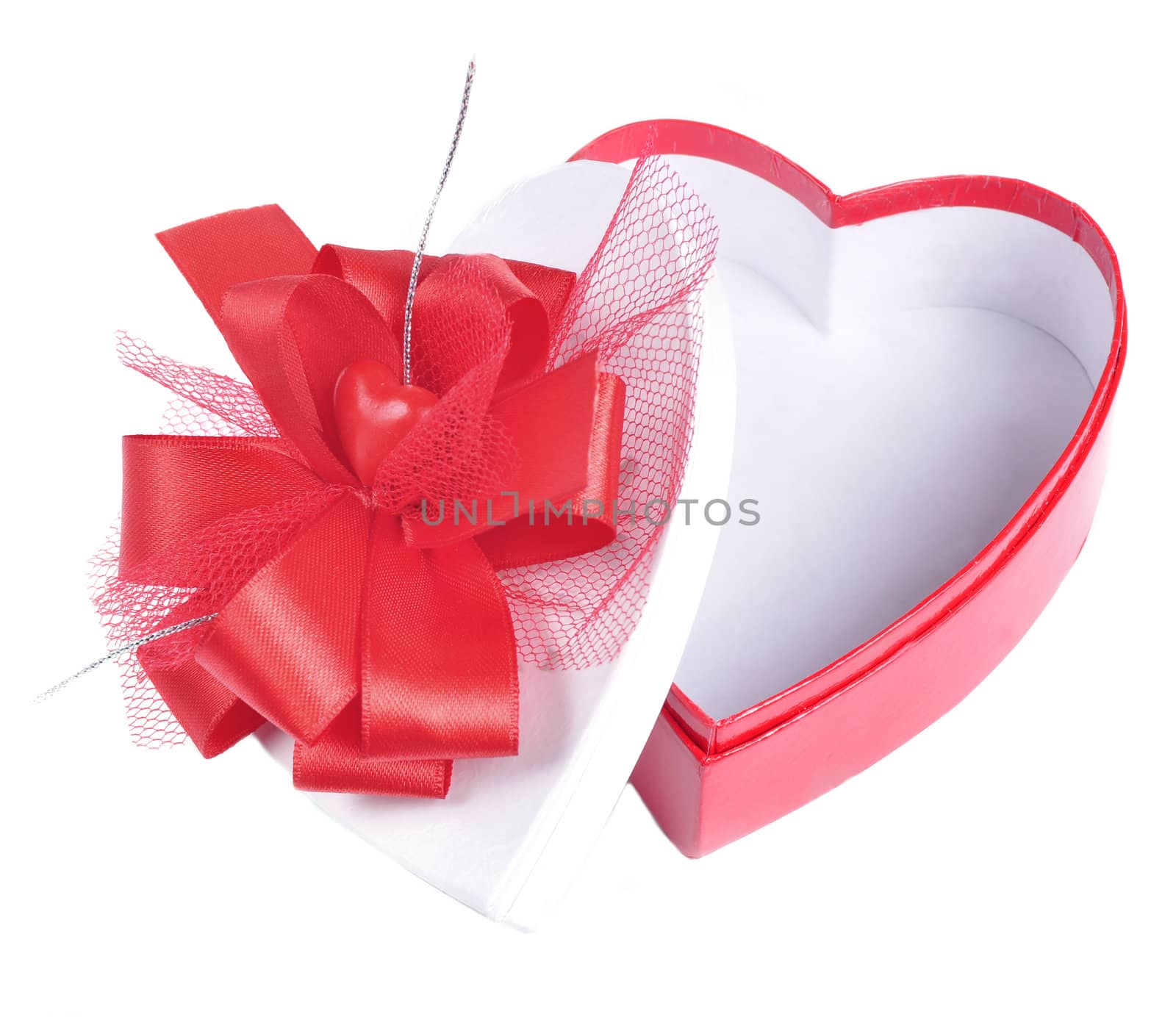 Open box in the shape of and heart isolated in a white background