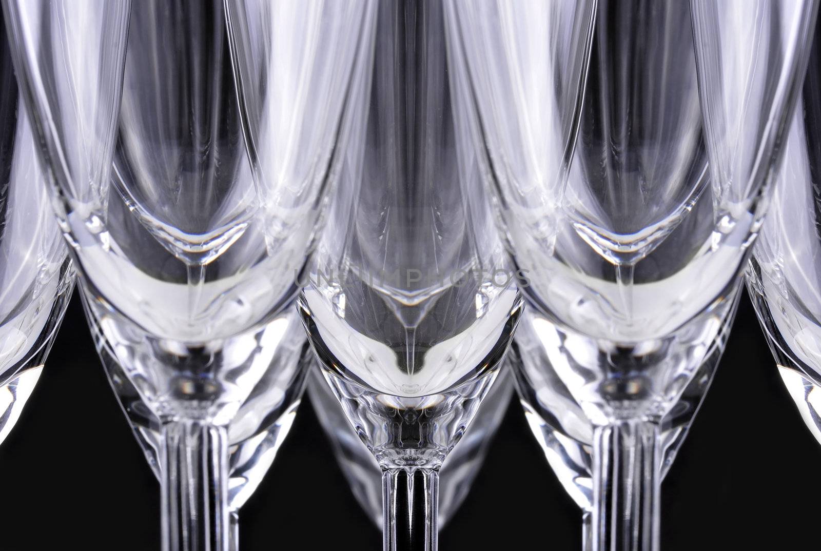 Champagne glasses in a black background
