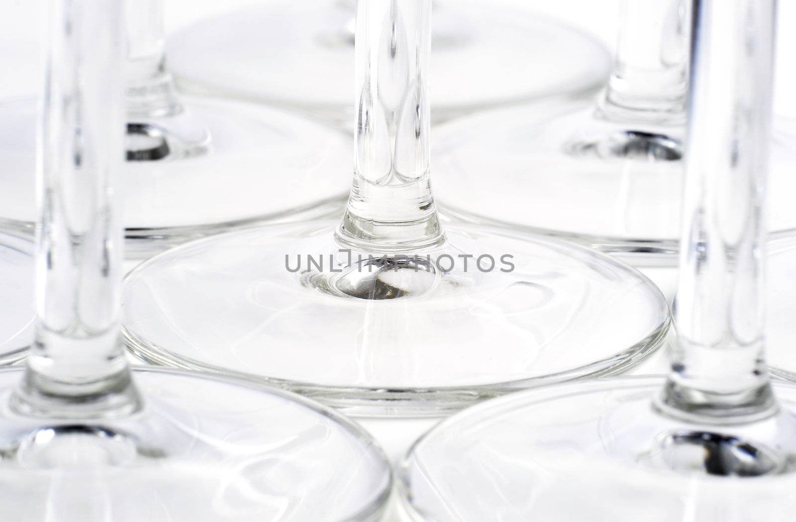 Champagne glasses in a white background