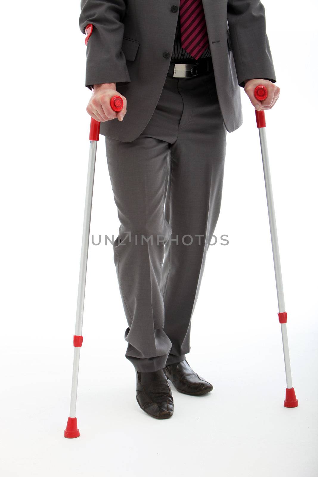 Businessman Walking On Crutches by Farina6000