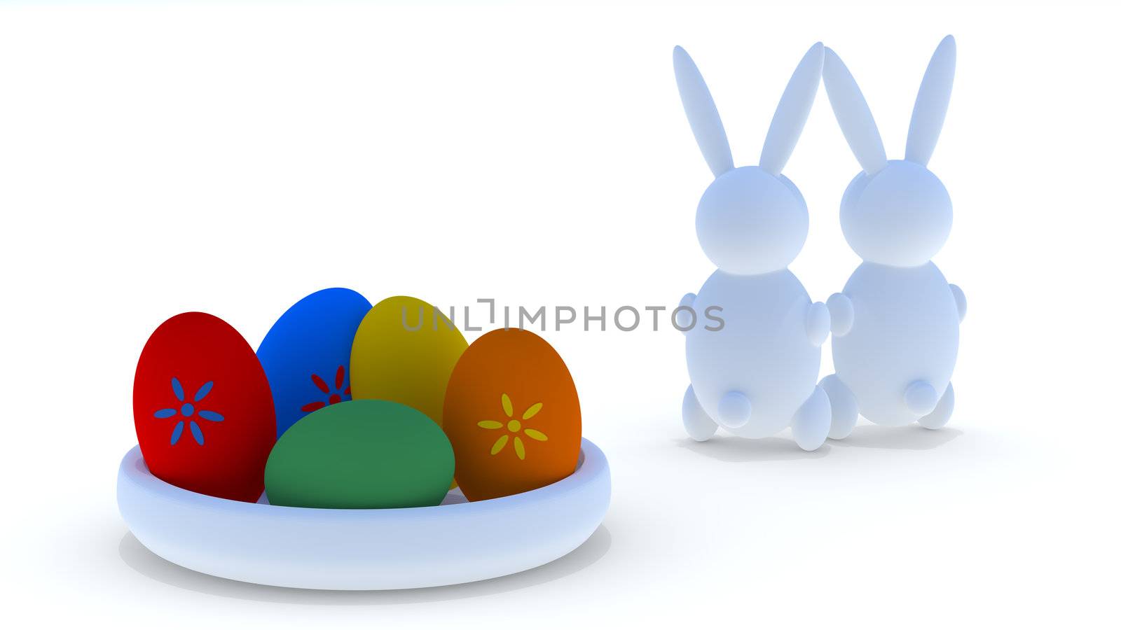 Easter eggs with easter rabbits.