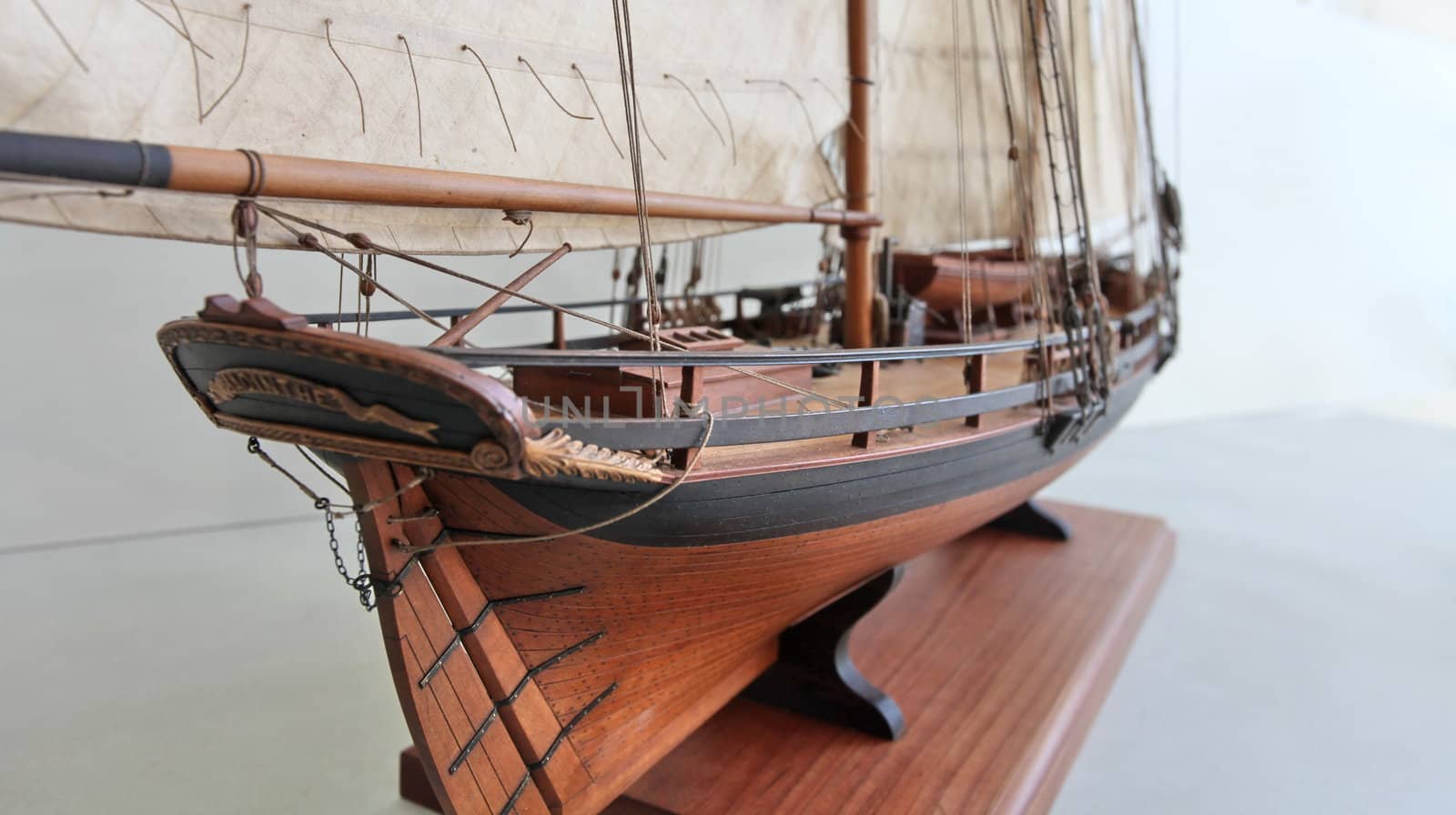 fragment of a model sailing ship