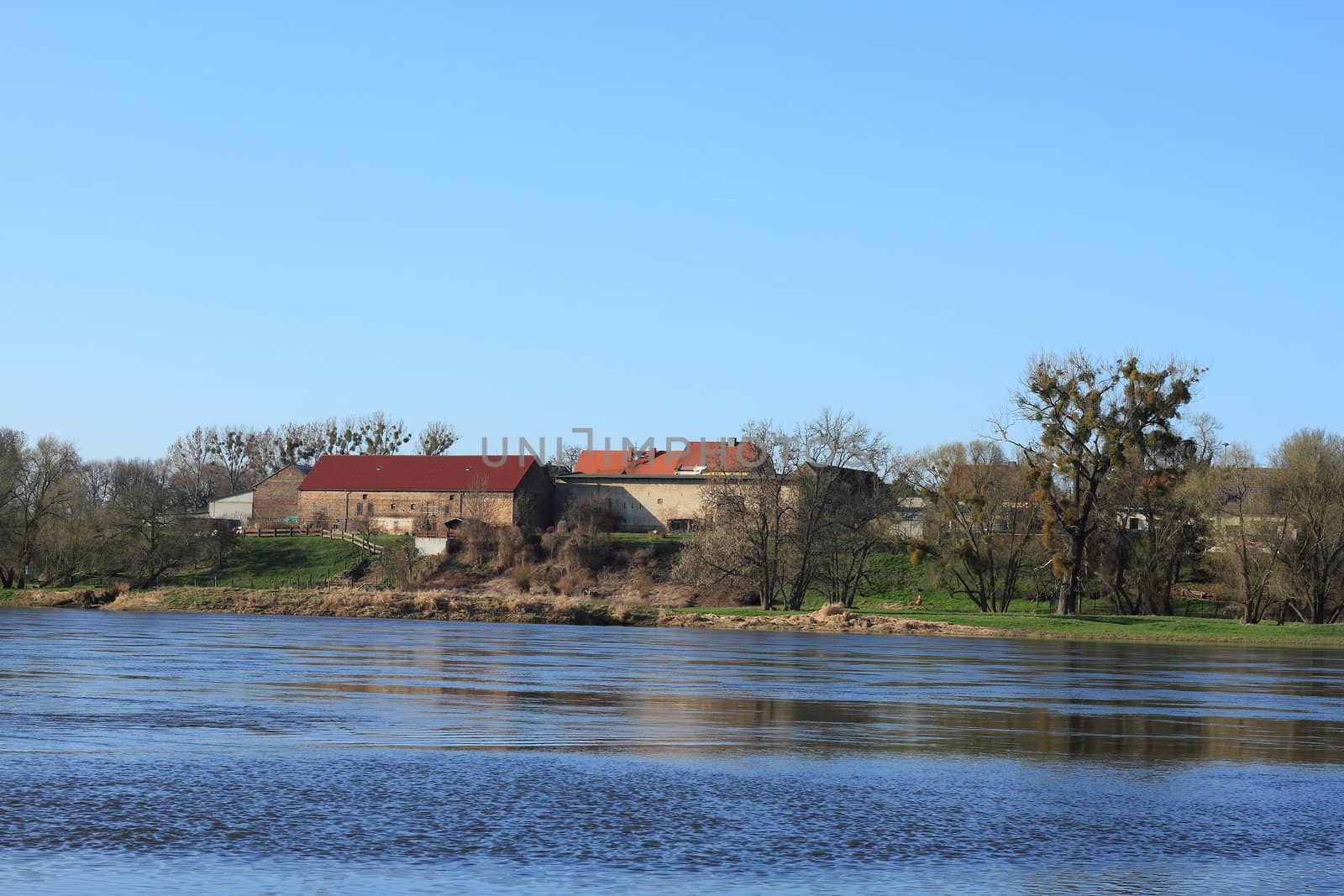 Village on the Elbe river by tdietrich