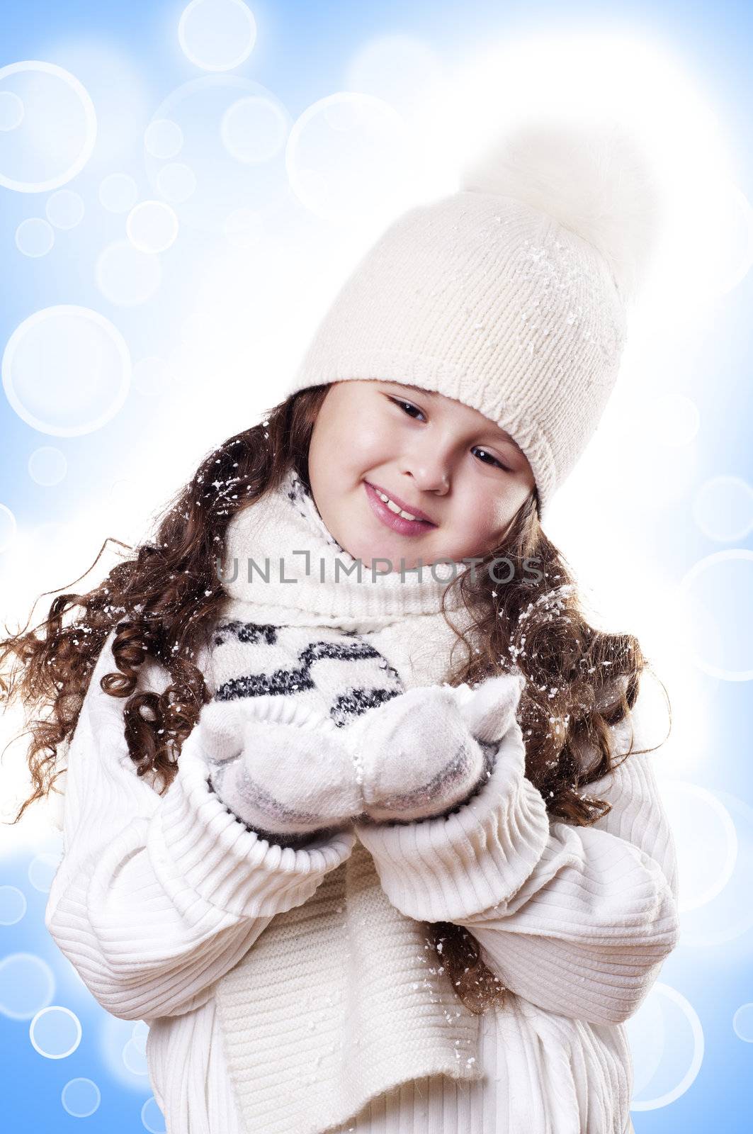 Winter Girl abstract white and blue background by adam121