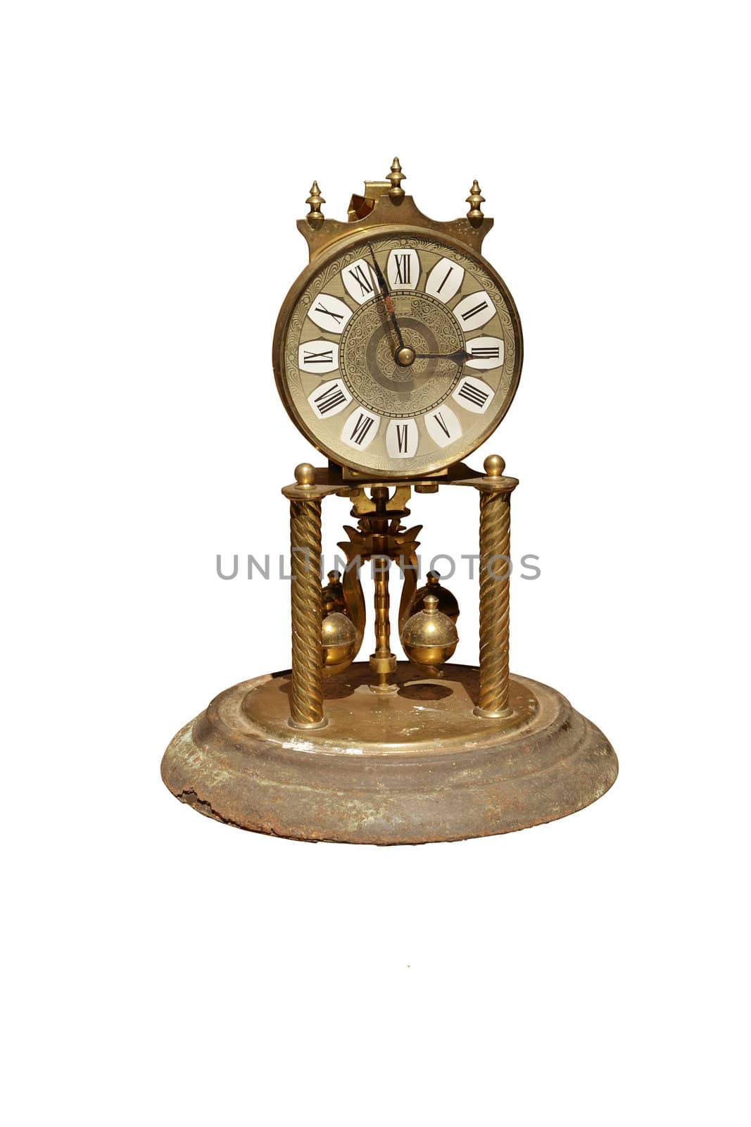 isolated vintage clock with clipping path included