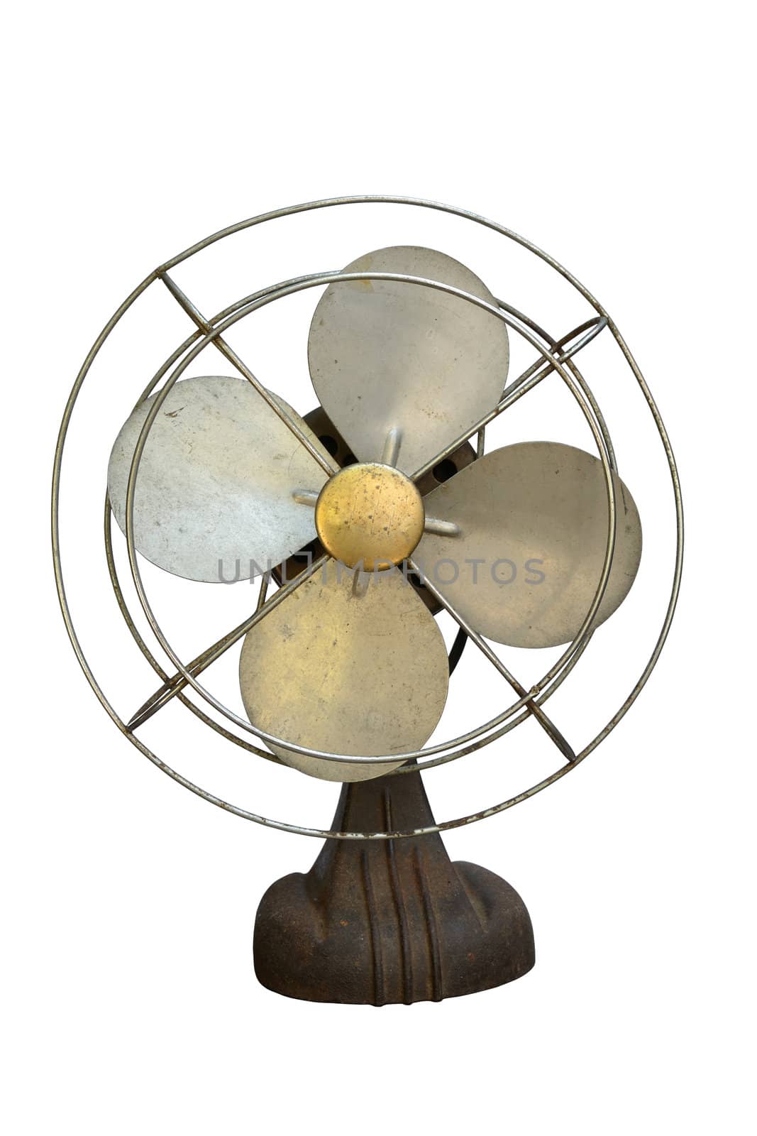 isolated vintage electric fan on white background with clipping path.