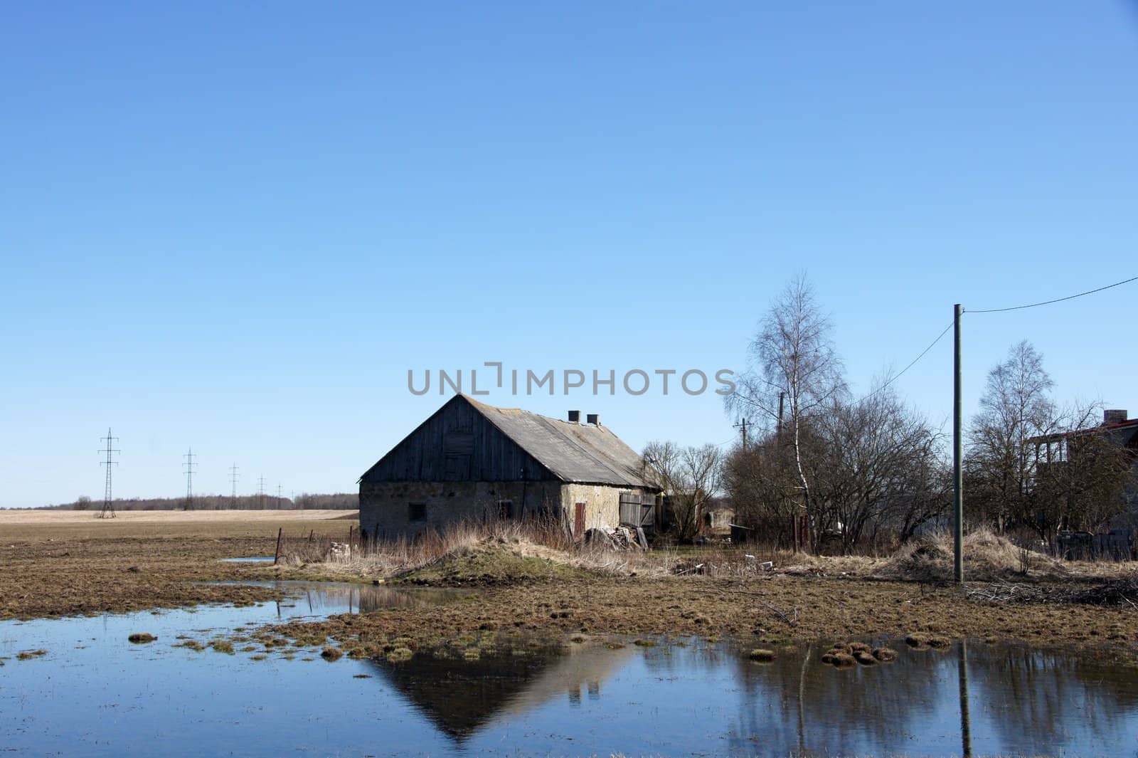 Wooden house in a countryside