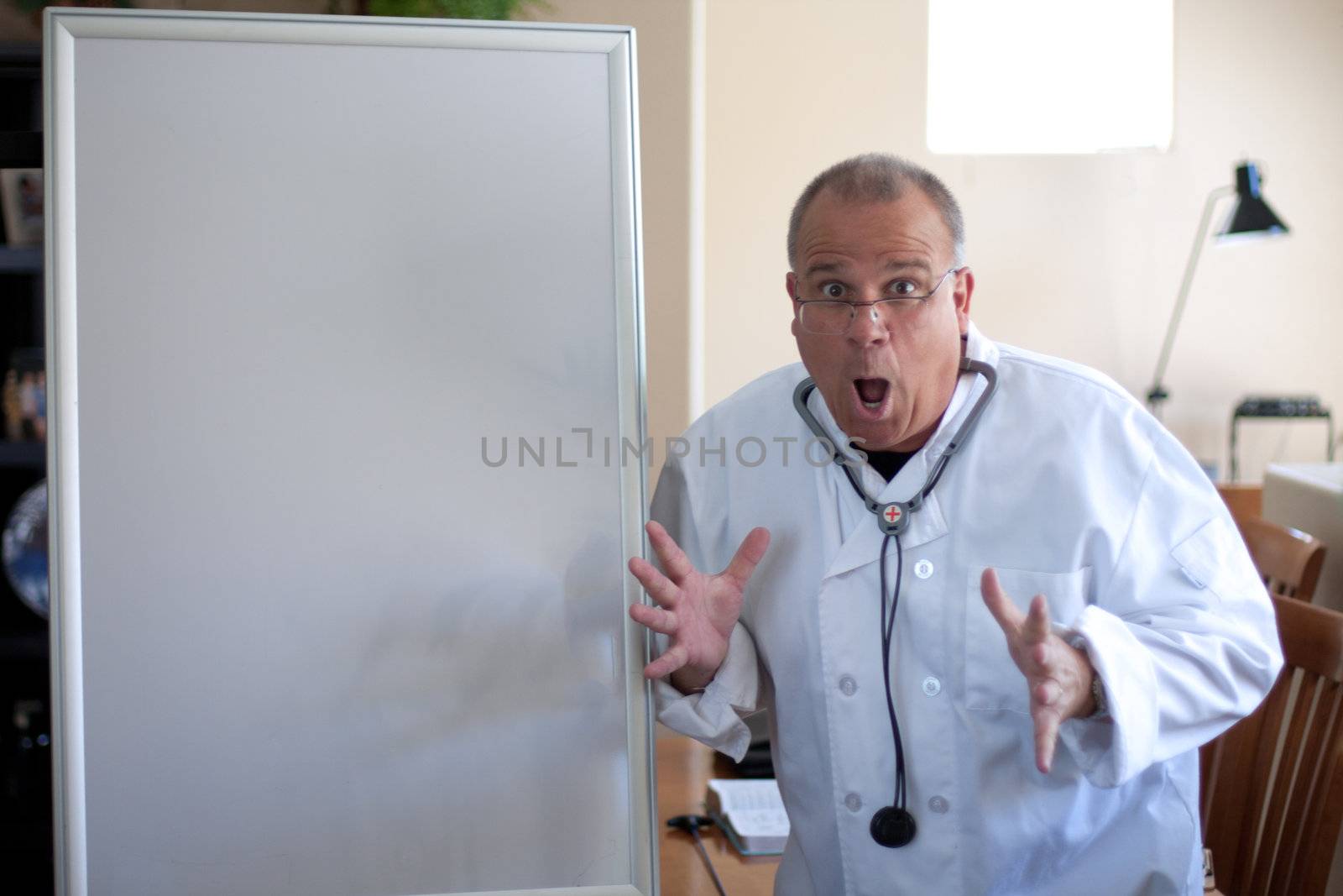 doctor with blackboard pointing by GunterNezhoda