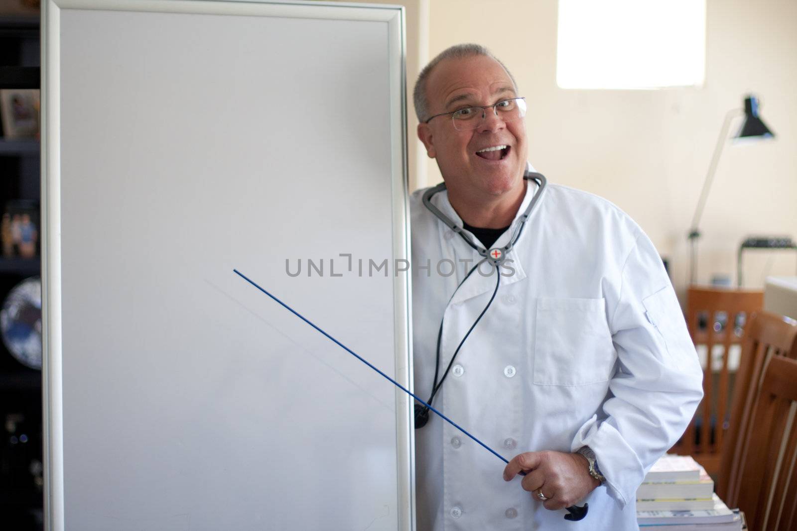 doctor with blackboard pointing by GunterNezhoda