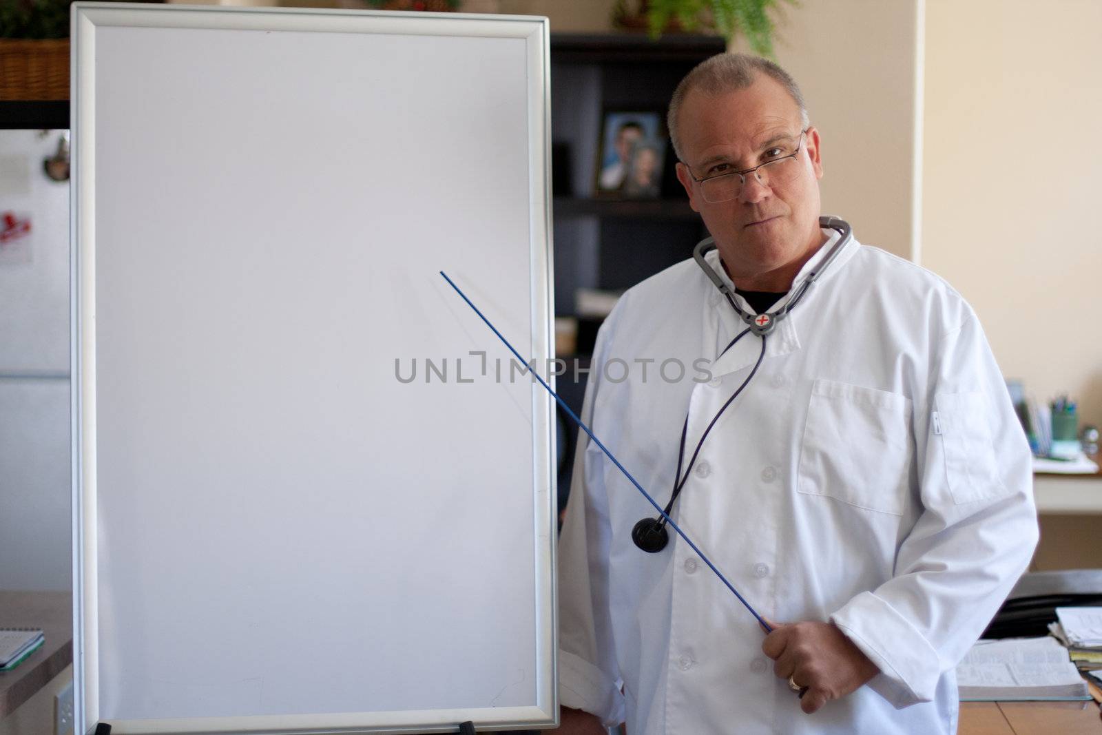 doctor with blackboard pointing by GunterNezhoda