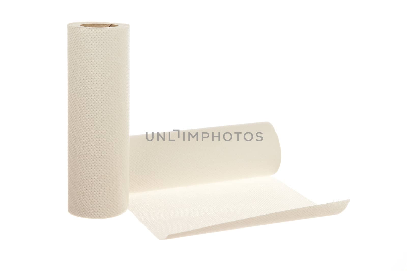 Rolls of paper towel isolated on white background by Eydfinnur