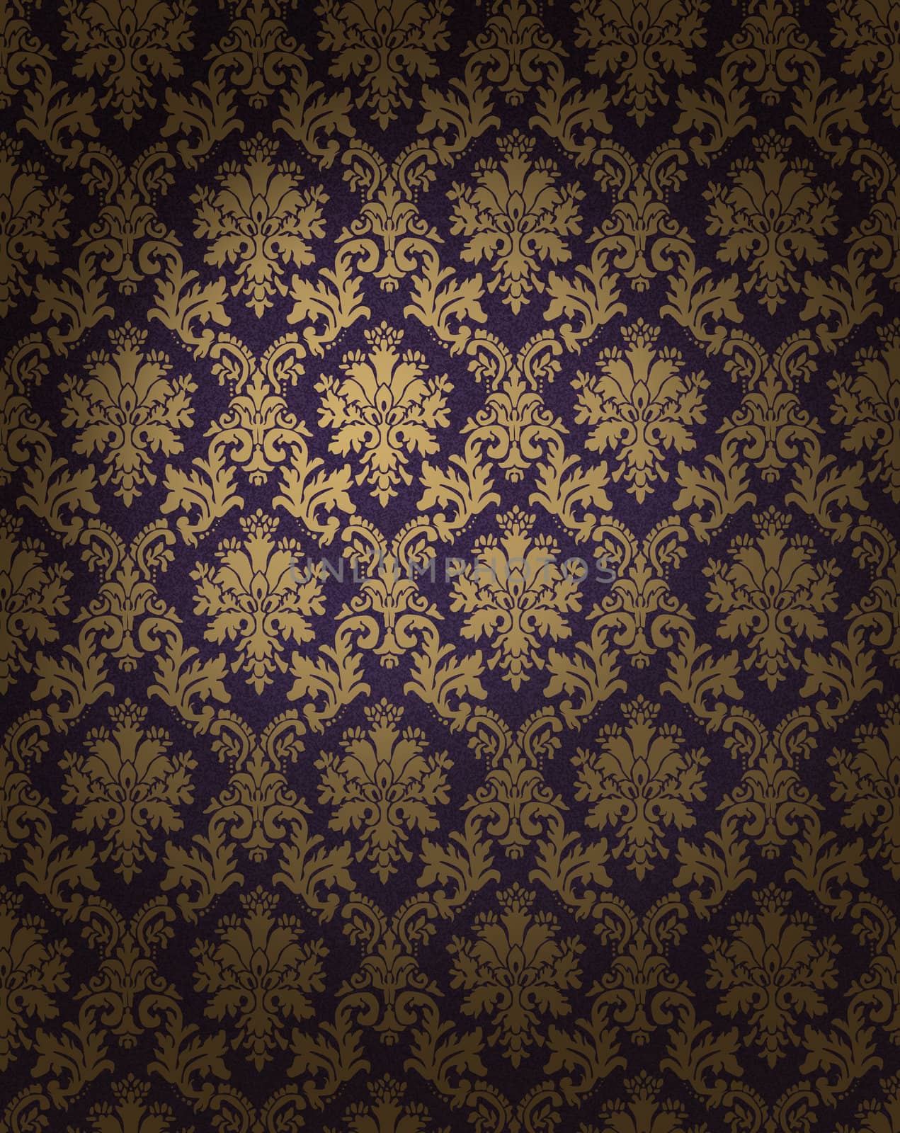 Soft light spot on golden damask pattern wall paper